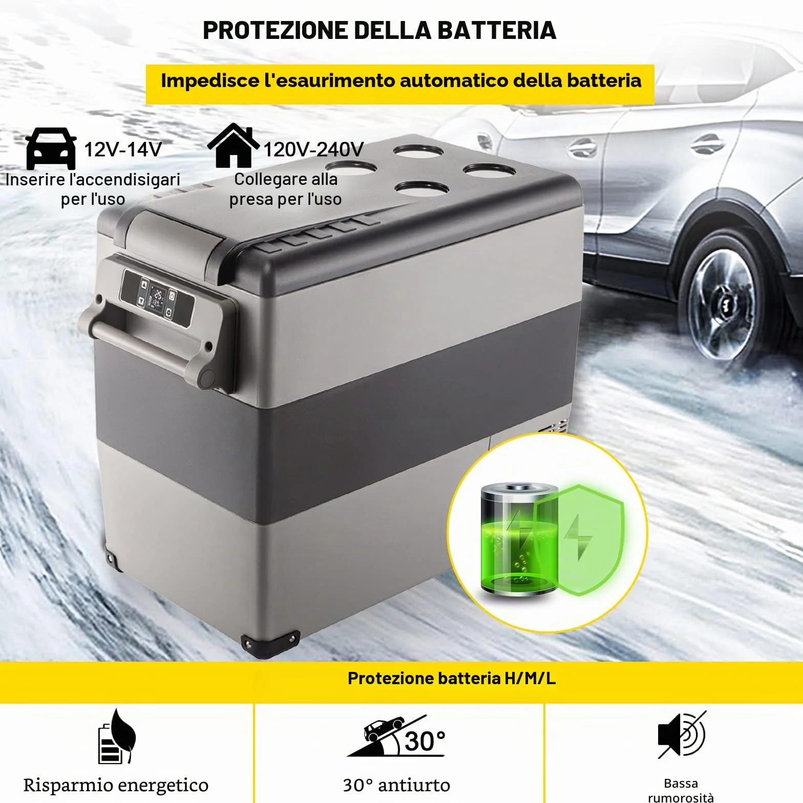 VEVOR Frigorifero Portatile 55L con Schermo LCD, Congelatore da Campeggio Controllo APP