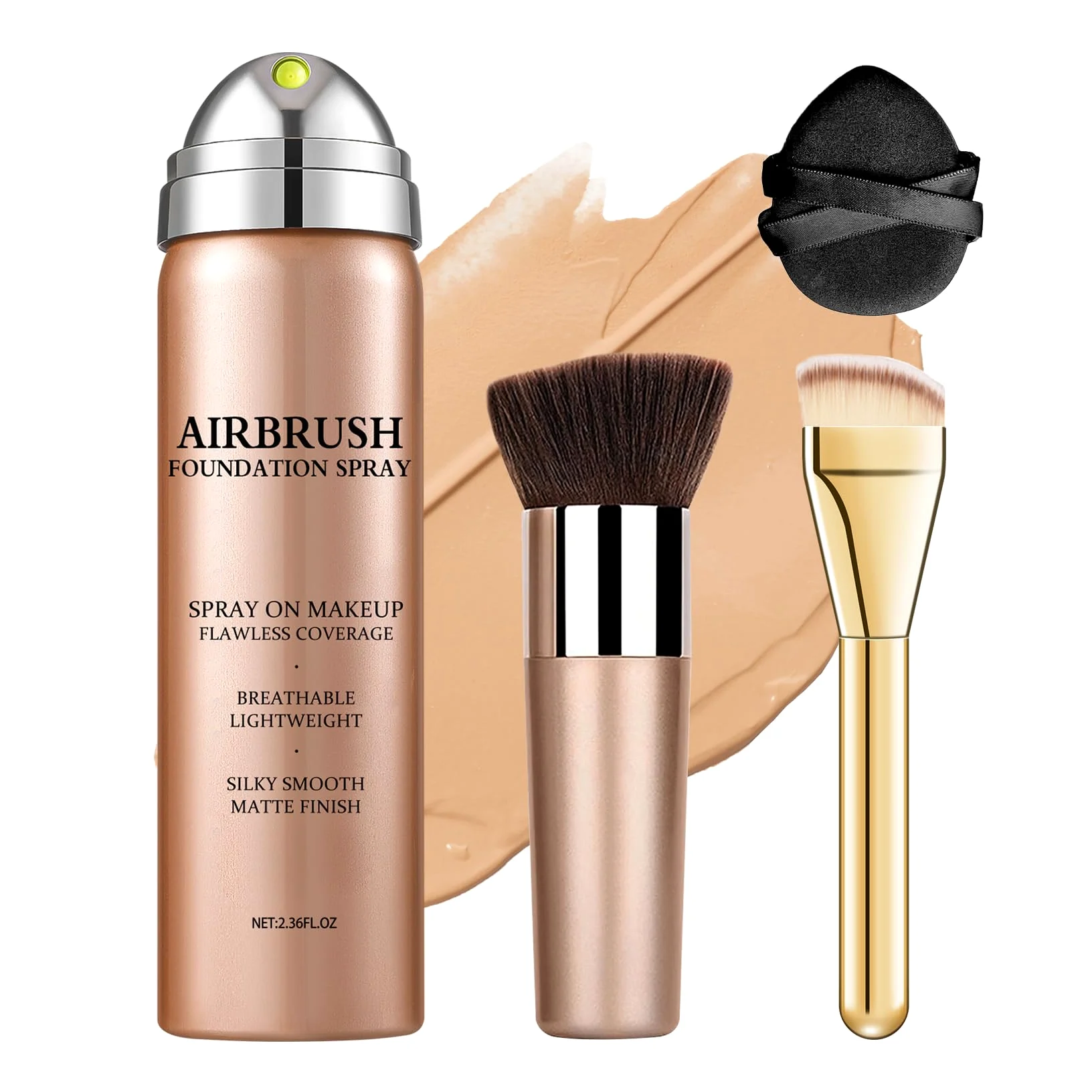 Fondotinta con aerografo, trucco con aerografo Silk Flawless, base di copertura modulabile, per donne anziane, adolescenti e donne di mezza età, ingredienti idratanti, coppia
