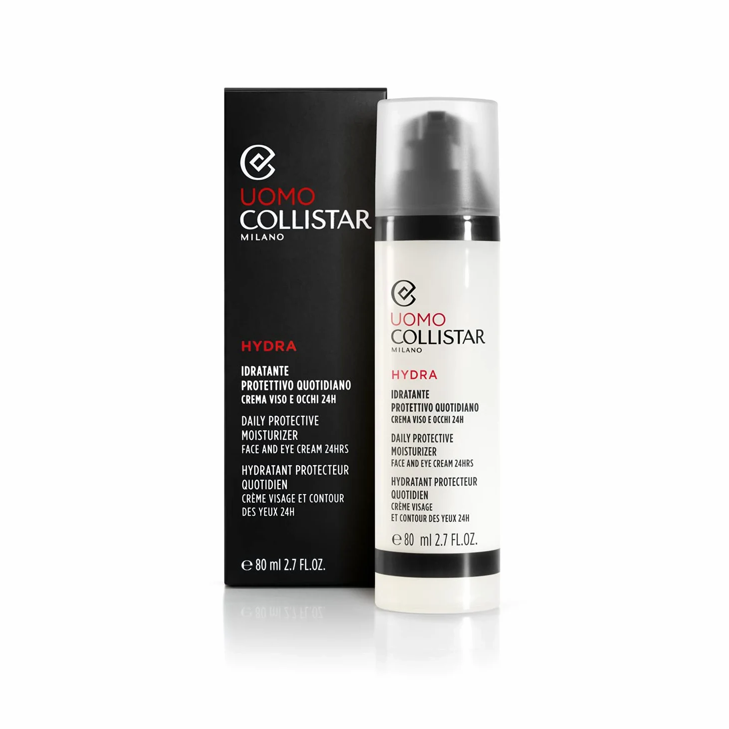 Collistar Hydra Uomo Idratante Protettivo Quotidiano, Crema Viso e Occhi 24h, 80 ml & Attivi Puri Uomo Siero Acido Ialuronico Idratante Liftante, Siero ricompattante anti-rughe 30 ml