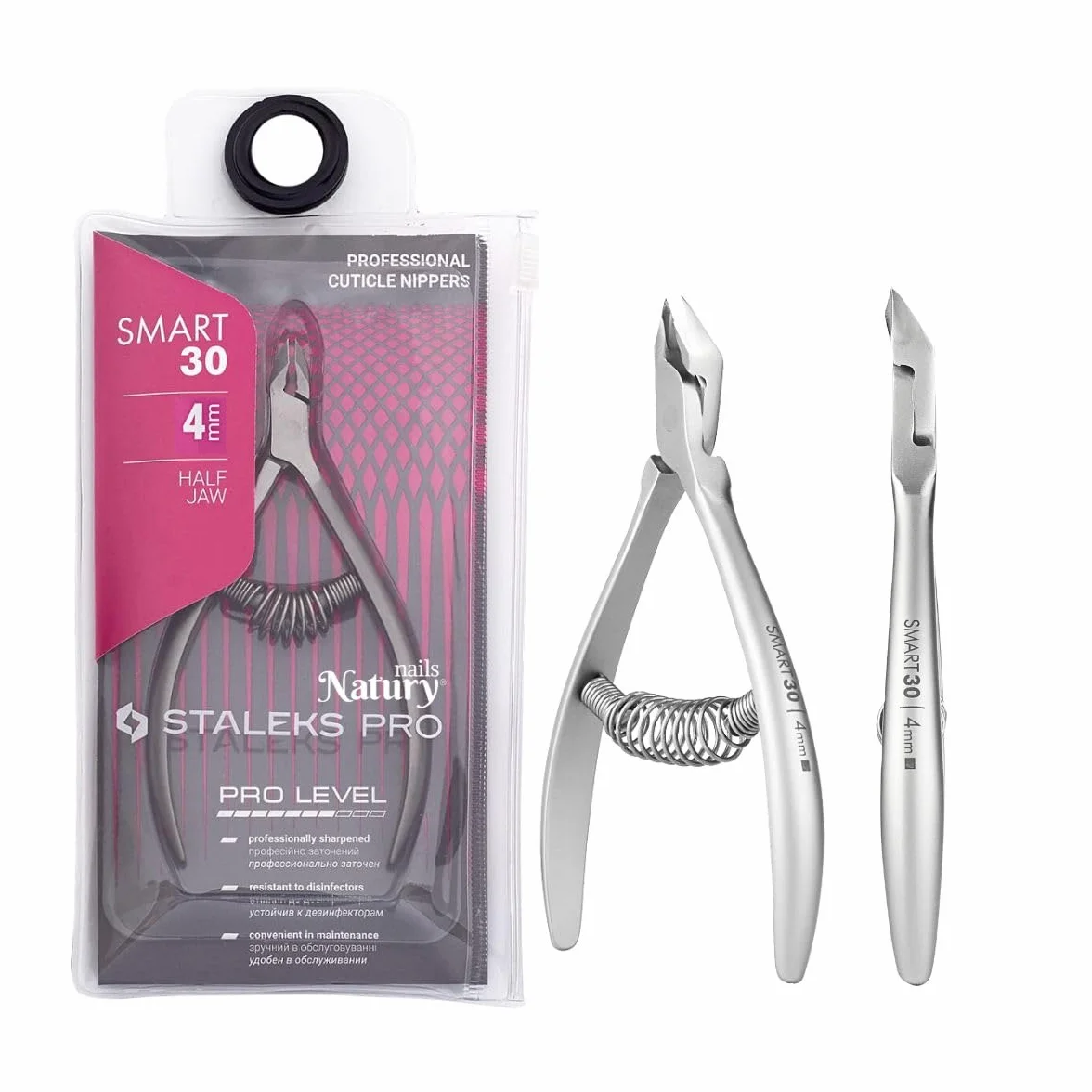 STALEKS PRO by Natury Nails Pinza professionale per cuticole 4 mm. Acciaio inossidabile (Smart 30-4mm)