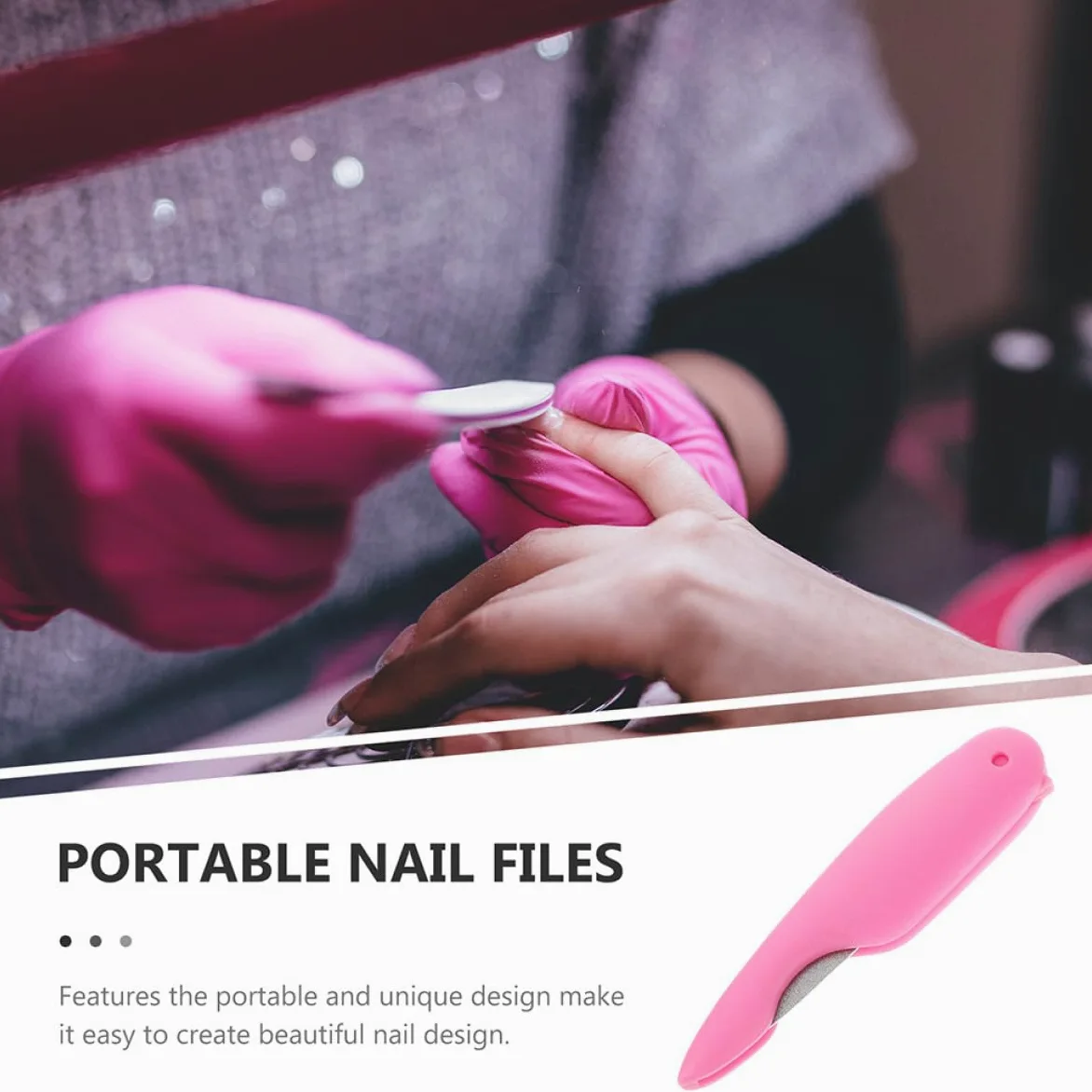Lima Unghie Pieghevole Mini in Metallo 8 Pezzi Rosa | Set per Uso Domestico e Salone, Finitura Abs, Superficie Levigante e Facile da Riporre