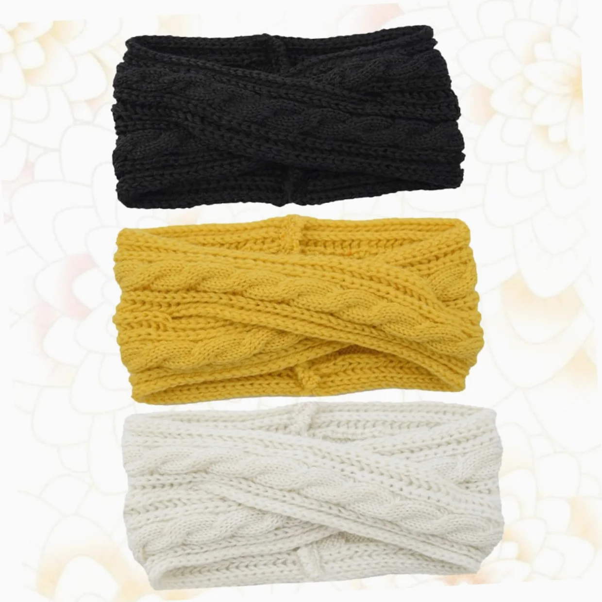 FRCOLOR 6pezzi Fasce Per Lana Tricotata Di Cerchietti Incrociati Nero Bianco e Giallo Per Donne Accessori Versatili Per Acconciature e Benessere Per Trucco e Spa