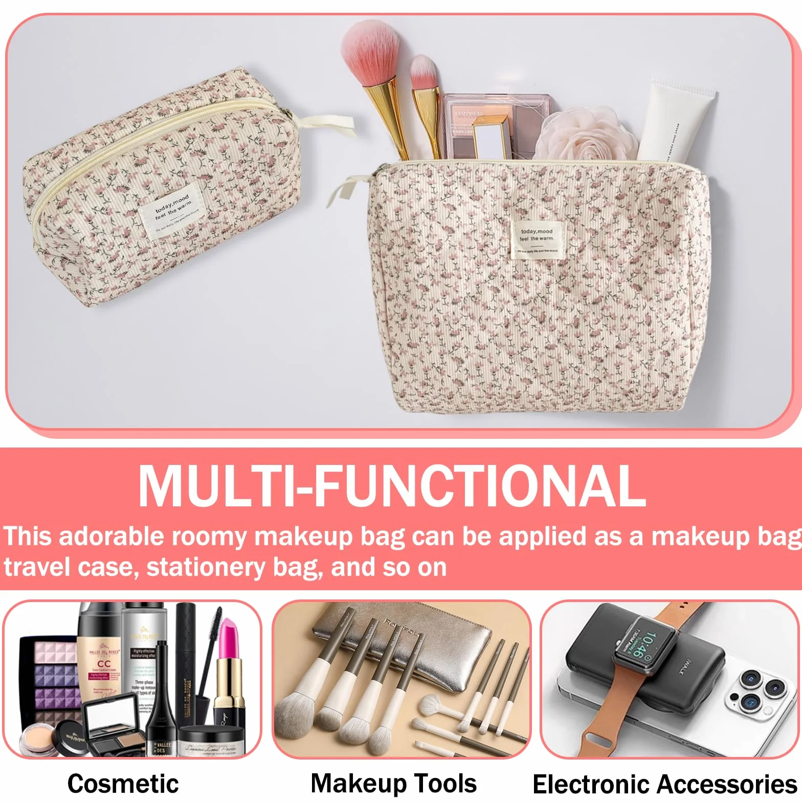 2 Pezzi Borsa per Cosmetici Donna, Borsa per Cosmetici per Donna Personalizzata Iniziale, Trousse Trucchi Organizer, Pochette da Viaggio Mare Elegante, Ideale Come Regalo da Viaggio