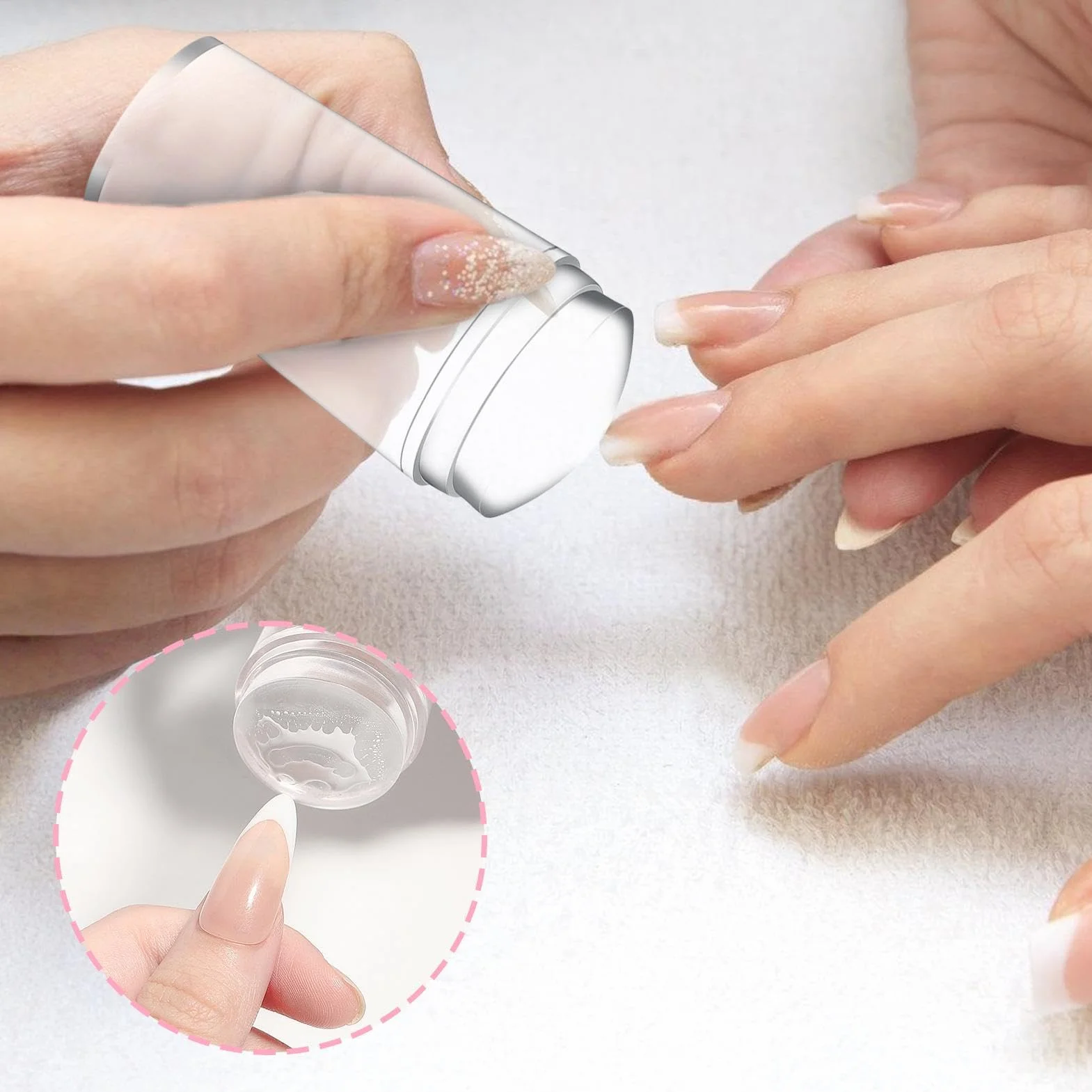 Kit Di Timbri Per Unghie Con Punta Francese In Silicone Stampo Per Unghie In Silicone Trasparente Strumento Di Stampa Per Nails Per Ragazze Manicure A Casa Salone D'arte Fai Da Te