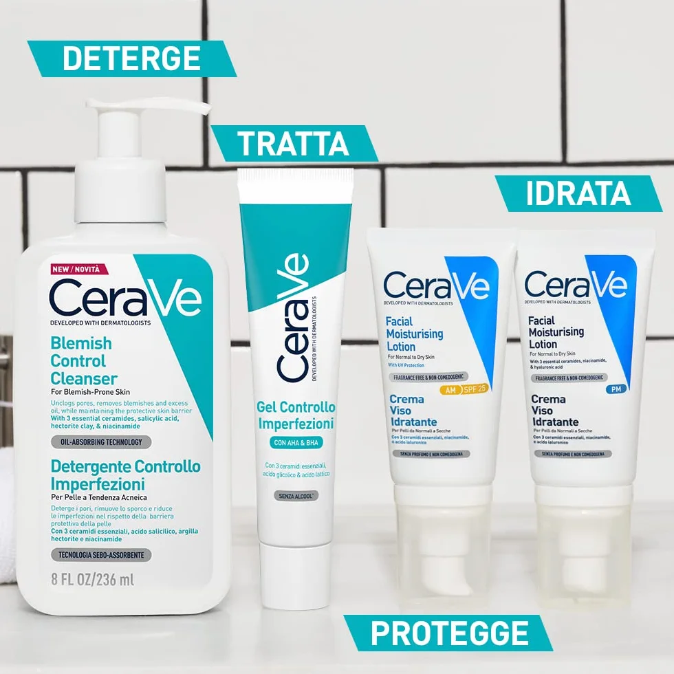 CeraVe Detergente Controllo Imperfezioni per Pelle Grassa con Acido Salicilico e Argilla Purificante