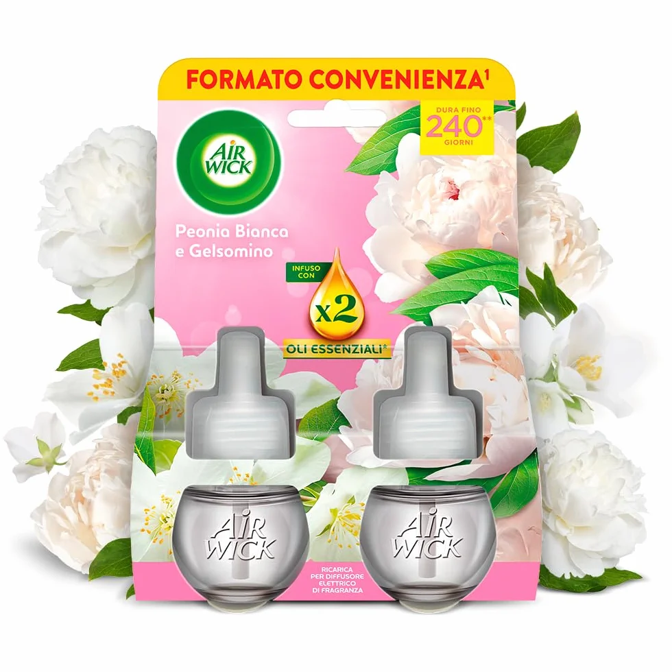 Air Wick Diffusore Elettrico Oli Essenziali Peonia Bianca Gelsomino 2 Ricariche Profumatore Ambienti