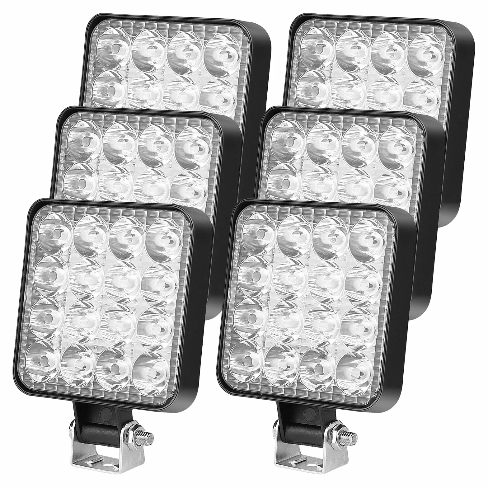 Sporgo 6 pezzi fari da lavoro LED quadrati 12V 48W IP67 impermeabili fuoristrada retromarcia