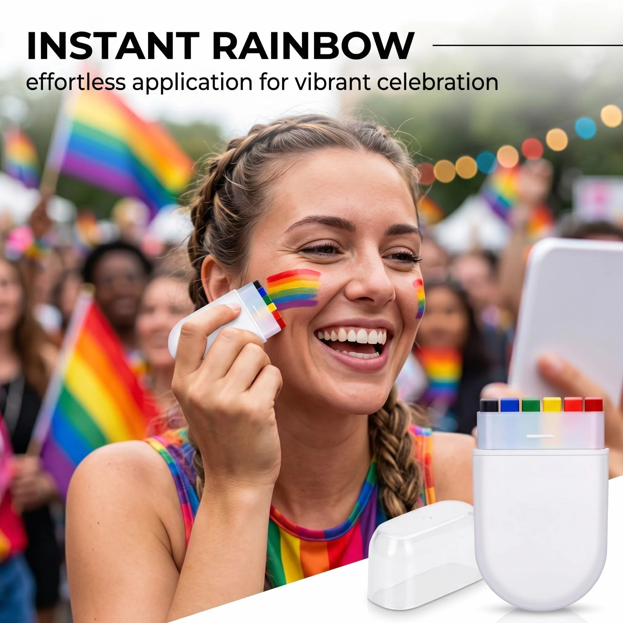 3 Pezzi 6 Colori Penna Pride,Per Feste Arcobaleno,Arcobaleno Penna,Pride Accessori Vernice Per Sfilate E Feste,Lgbt Trucco Con Bandiera Arcobaleno(A)