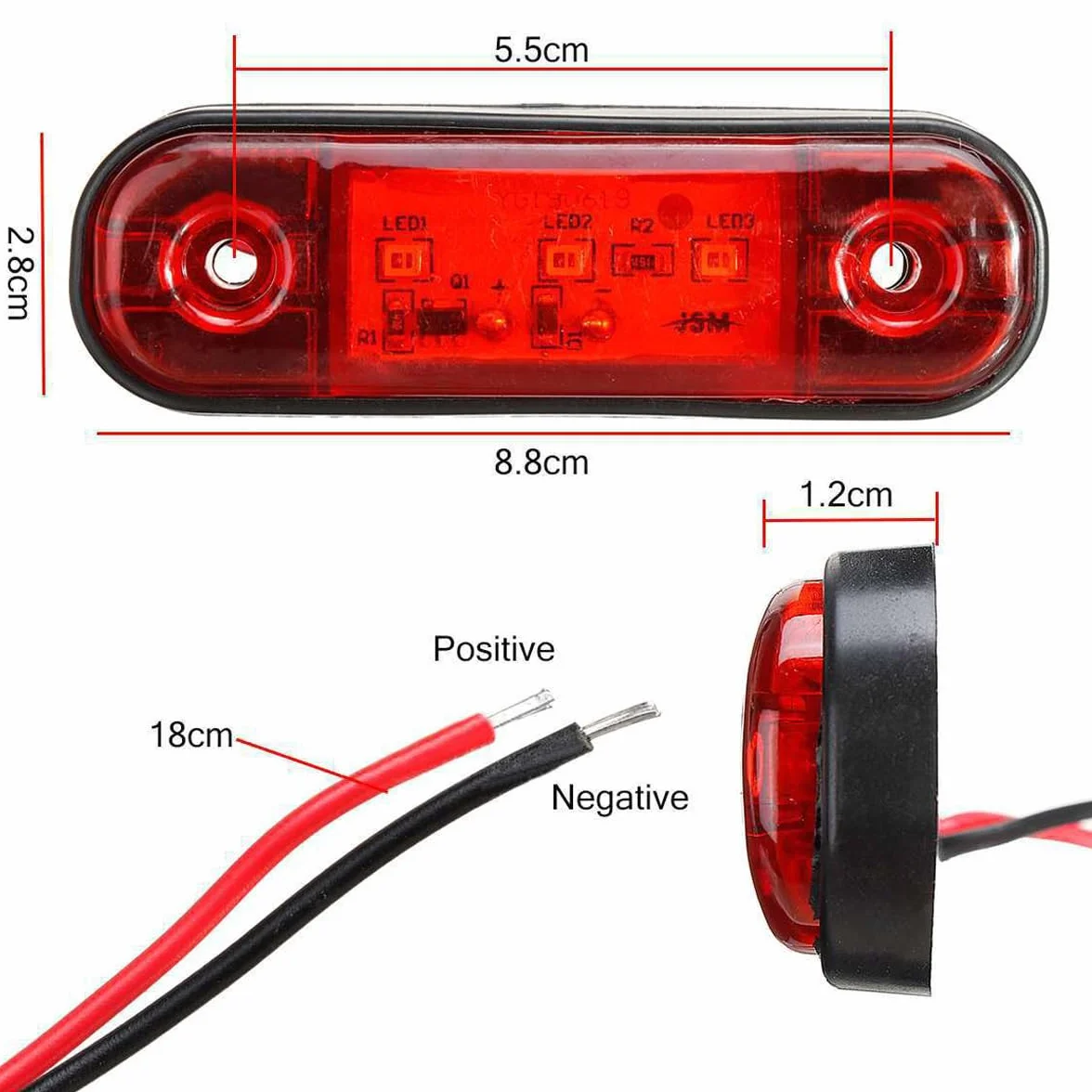 Luci di posizione laterali LED 10pcs 12V-24V IP65 impermeabili indicatori di direzione per auto camion