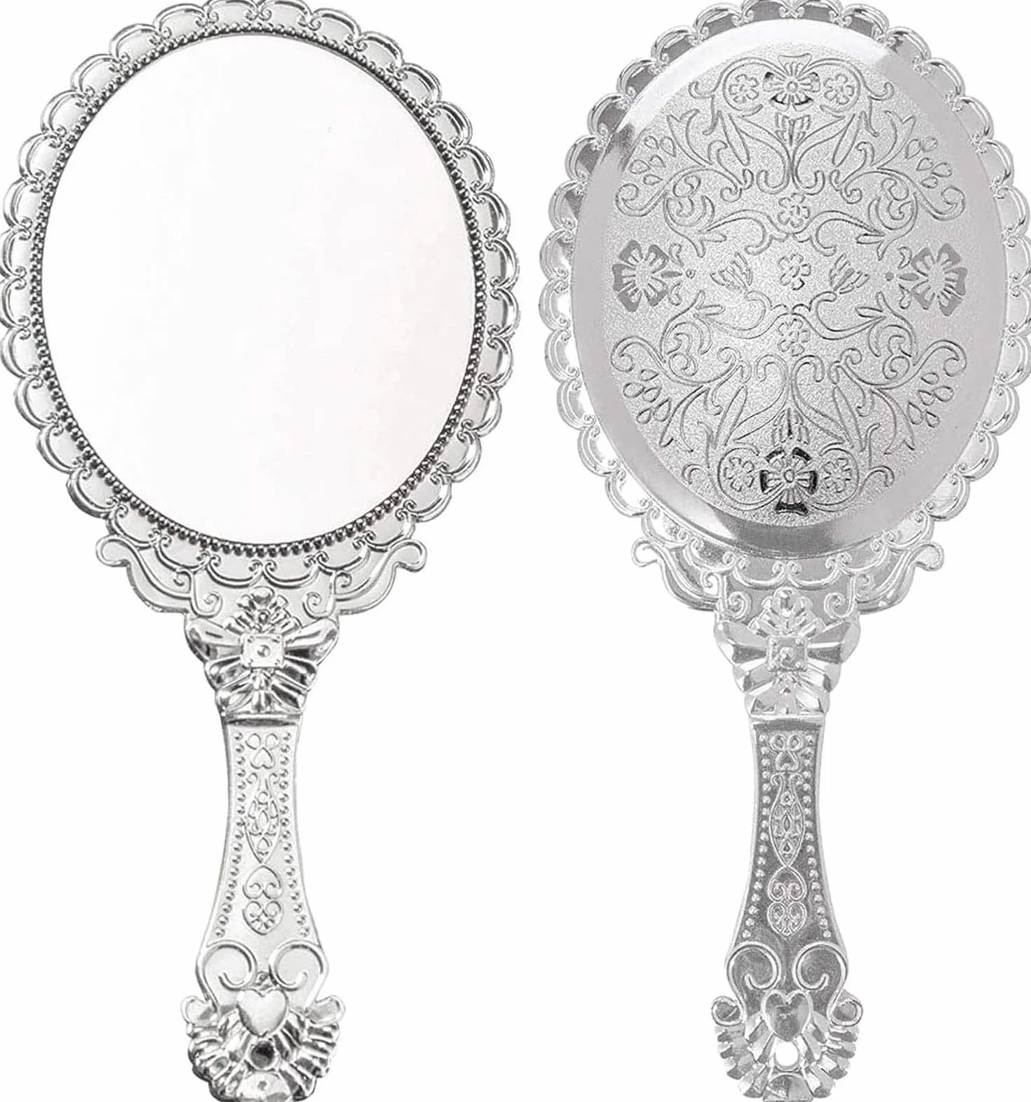 Specchio a mano retrò per parrucchiere accessori trucco argento