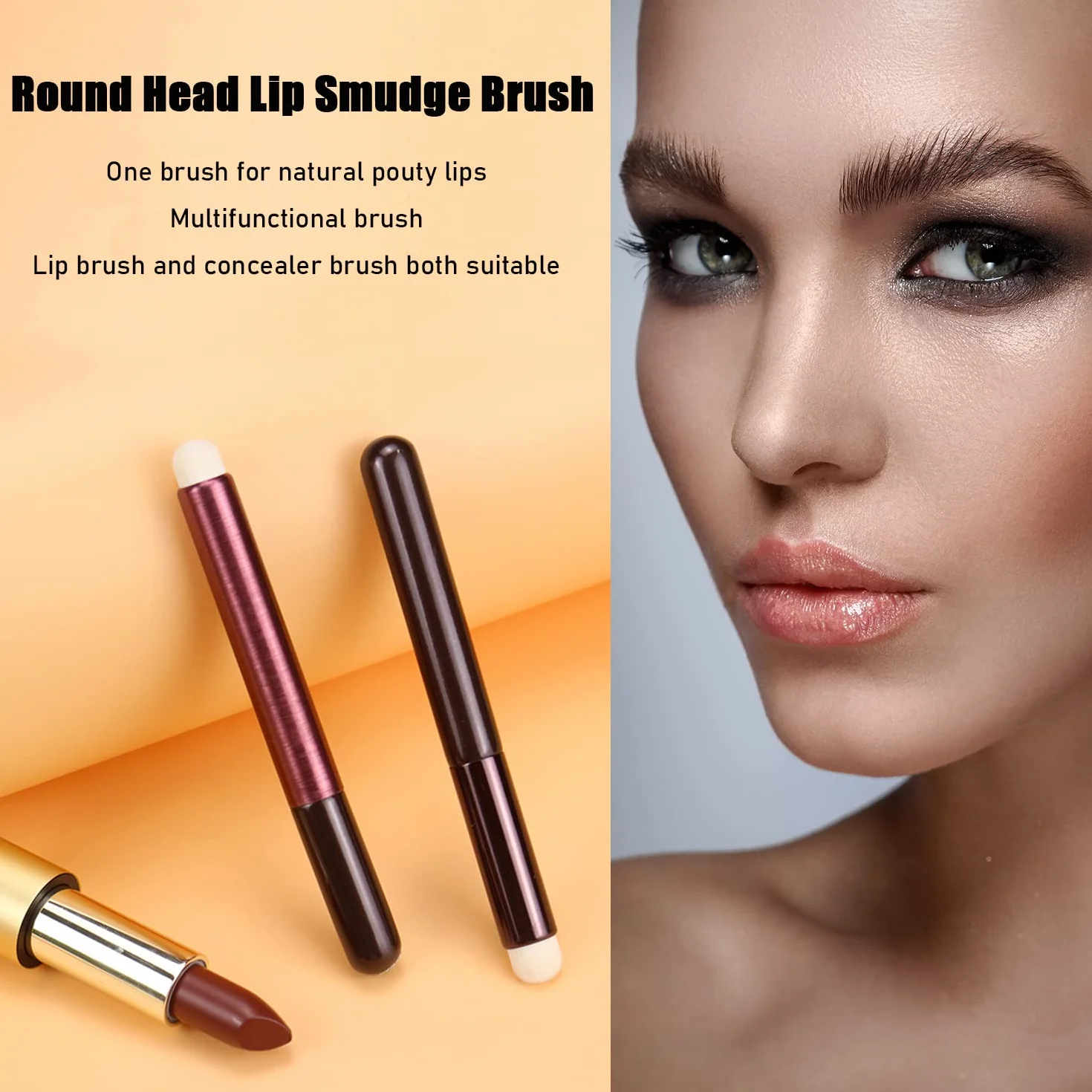 Spazzola per labbra, spazzola rotonda per sbavature, pennello professionale effetto opaco, pennello per rossetto in fibra artificiale