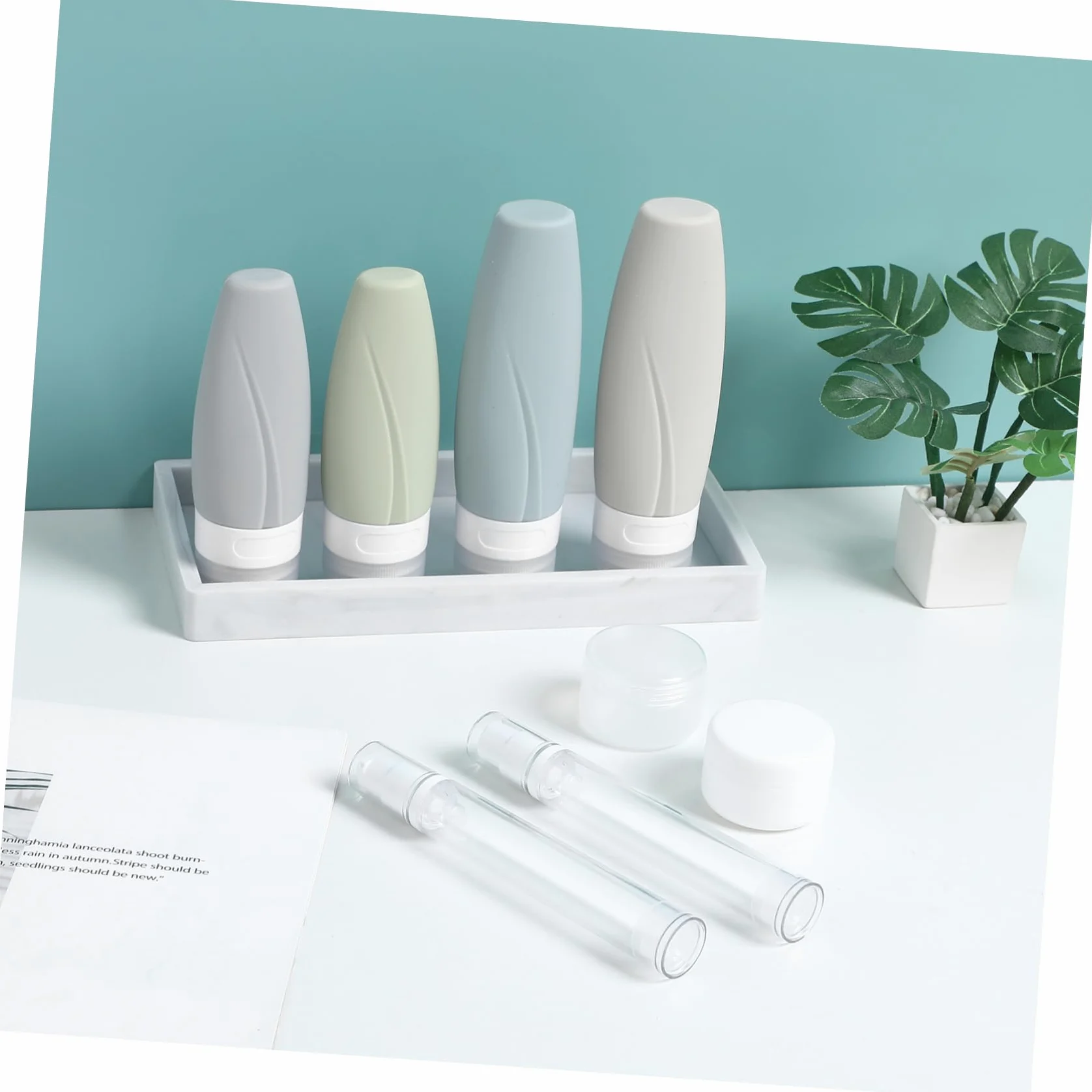 Didiseaon 4 Set Set bottiglia in silicone Set di bottiglie riutilizzabili dimensione del viaggio condizionatore bottiglia da viaggio bottiglie da viaggio in silicone Gel di silice