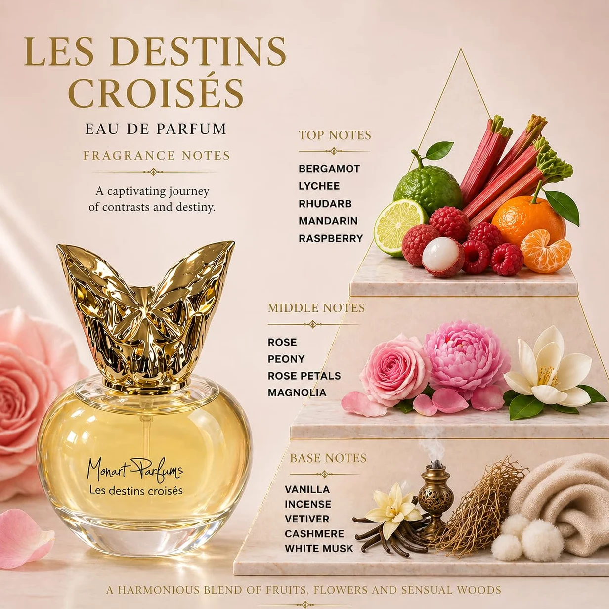 Monart Parfums Les Destins Croisés, Eau de Parfum, Made in France, 100 ml