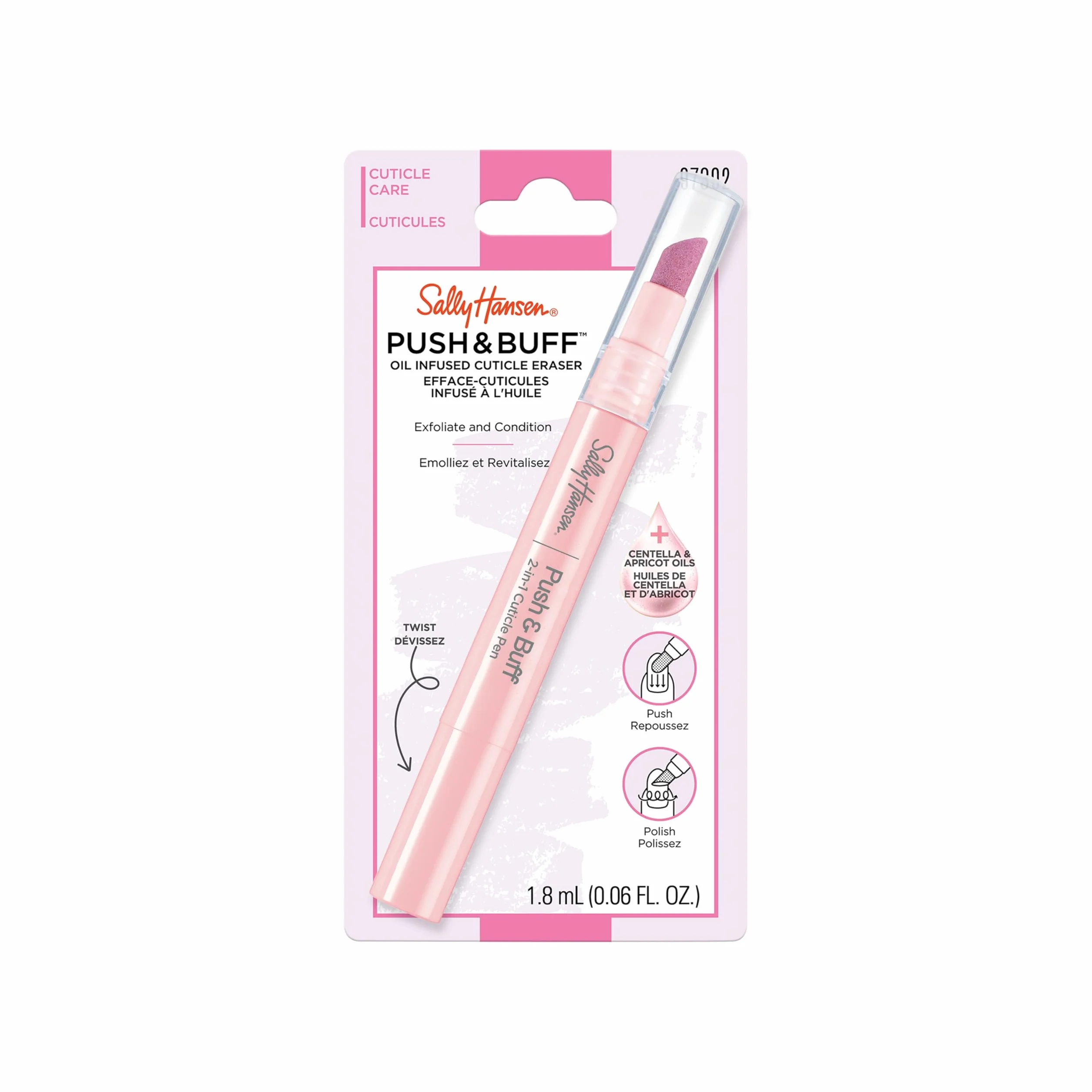 Sally Hansen Push & Buff 2-In-1 Pen, Rimuovi-cuticole, preparazione per manicure
