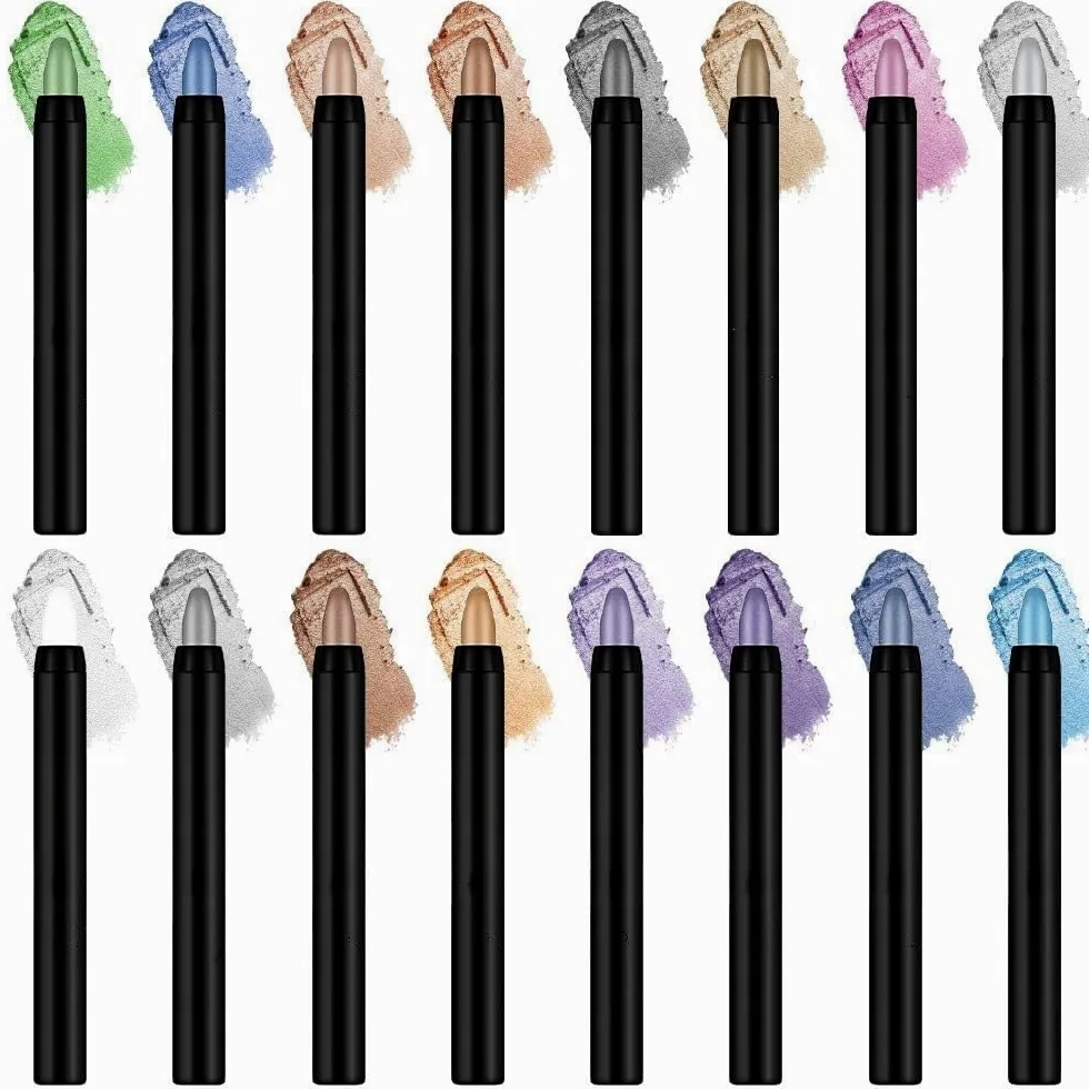 Ombretto Stick Crema Brillante Ombretto Stick 16 Colori Evidenziatore Penna Eyeliner Ombretto Glitter Impermeabile, Trucco Occhi Sfumabile, Vegano e Cruelty-Free (Color : 16 Color)