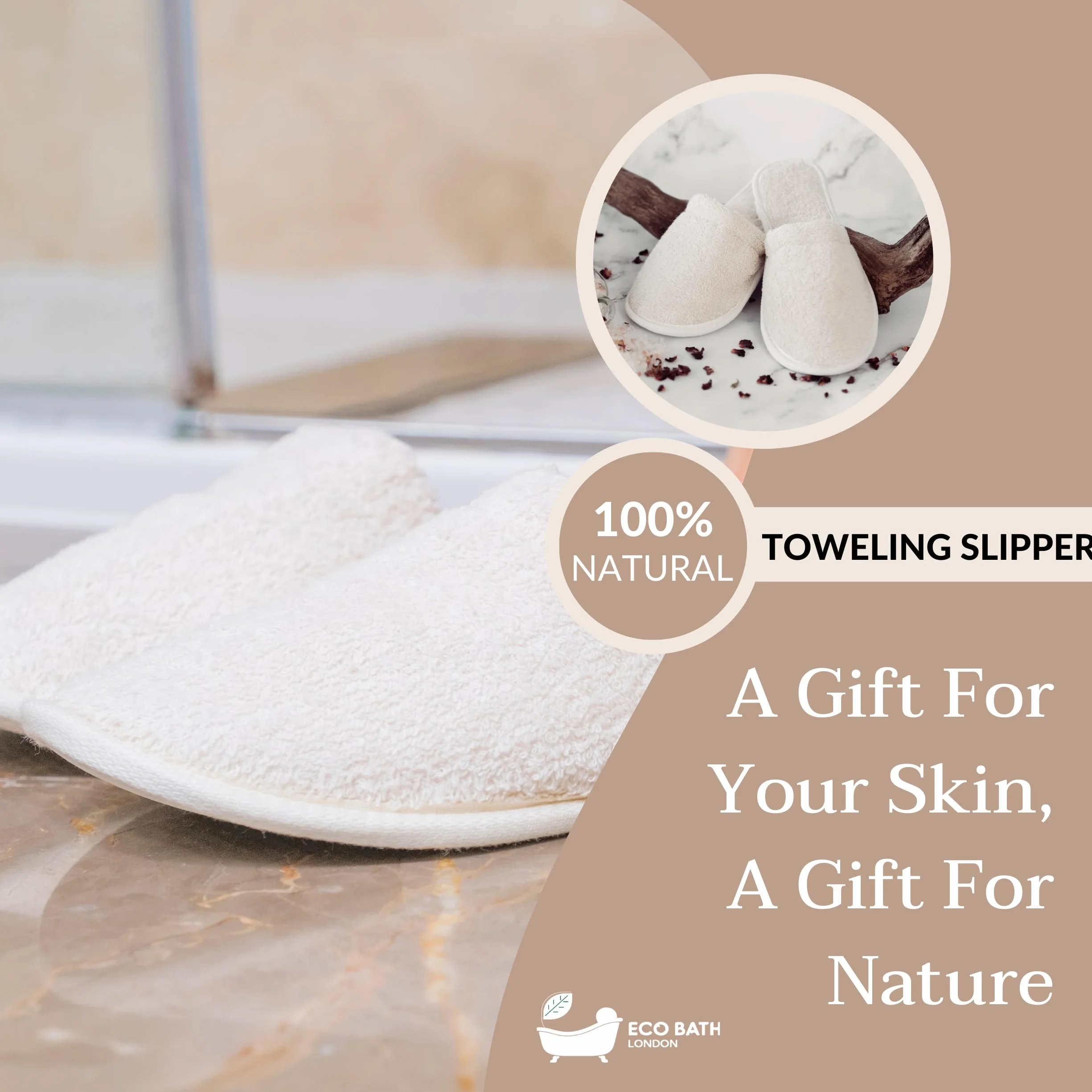 Eco Bath London Pantofole di asciugamani naturali