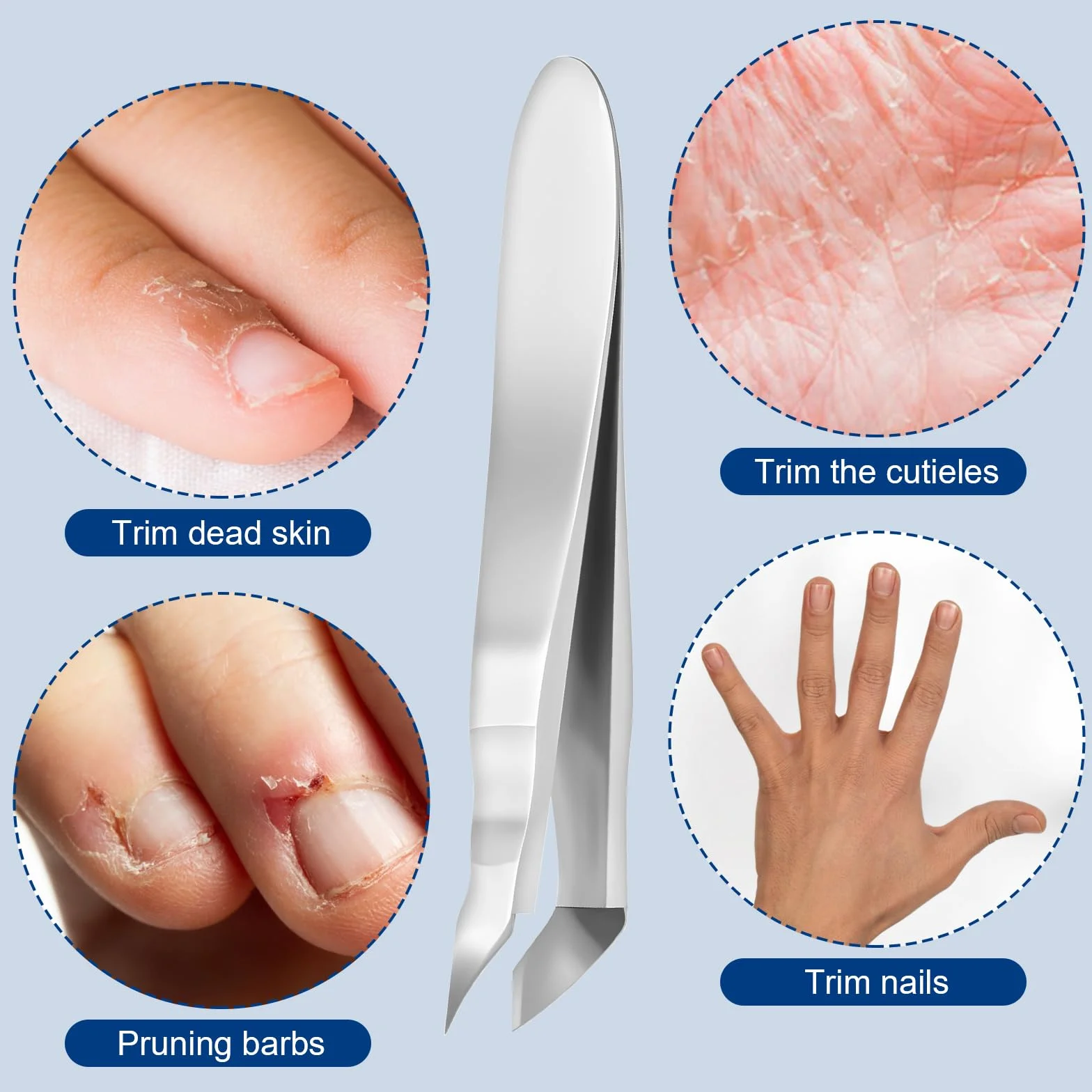 Pinza per cuticole in acciaio inossidabile, taglierina angolare per unghie
