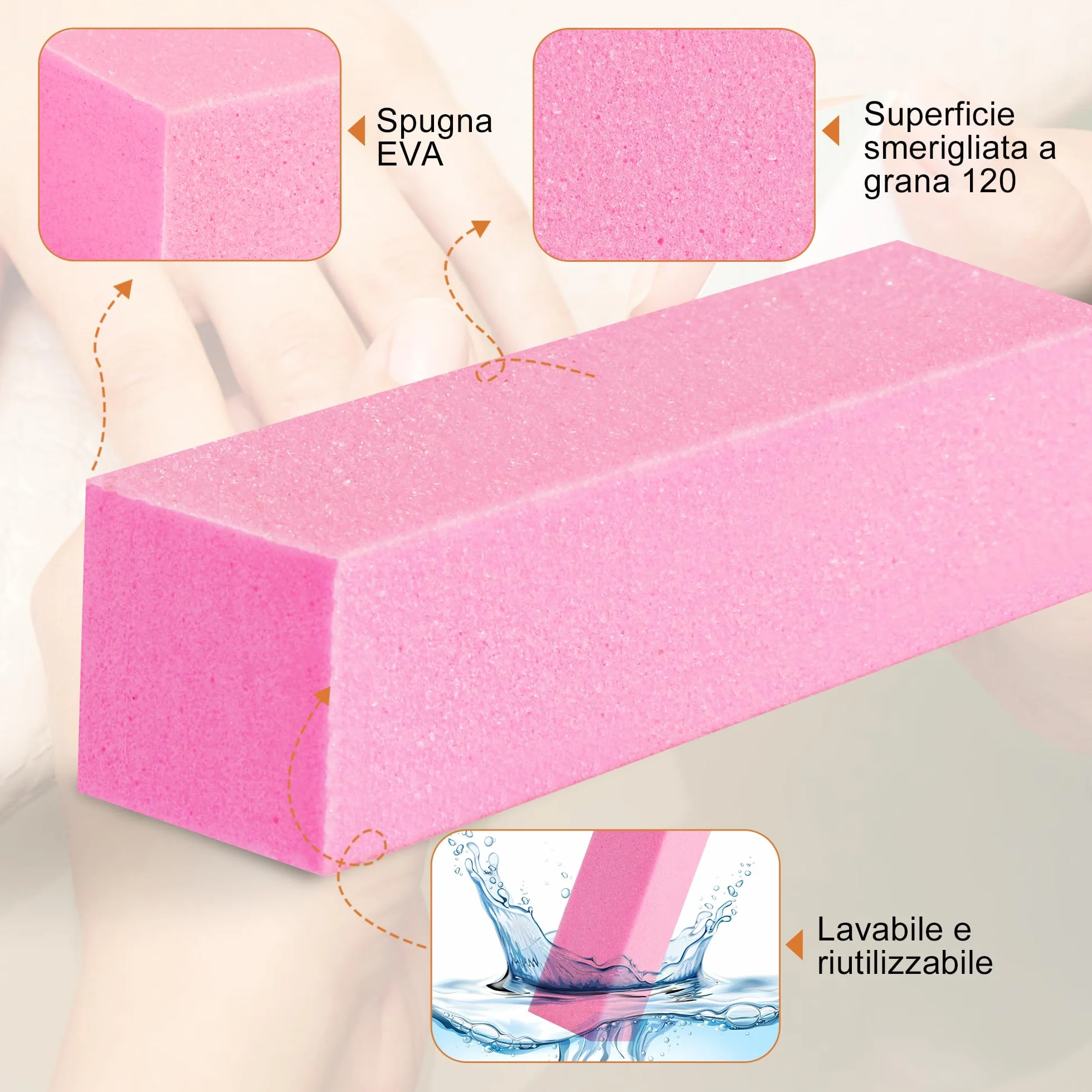 10 Pezzi Buffer Unghie Blocco((5 Bianchi e 5 Rosa), Strumenti per Manicure Professionale e Cura delle Unghie con Spugne Lucidanti per Rimodellamento e Finitura