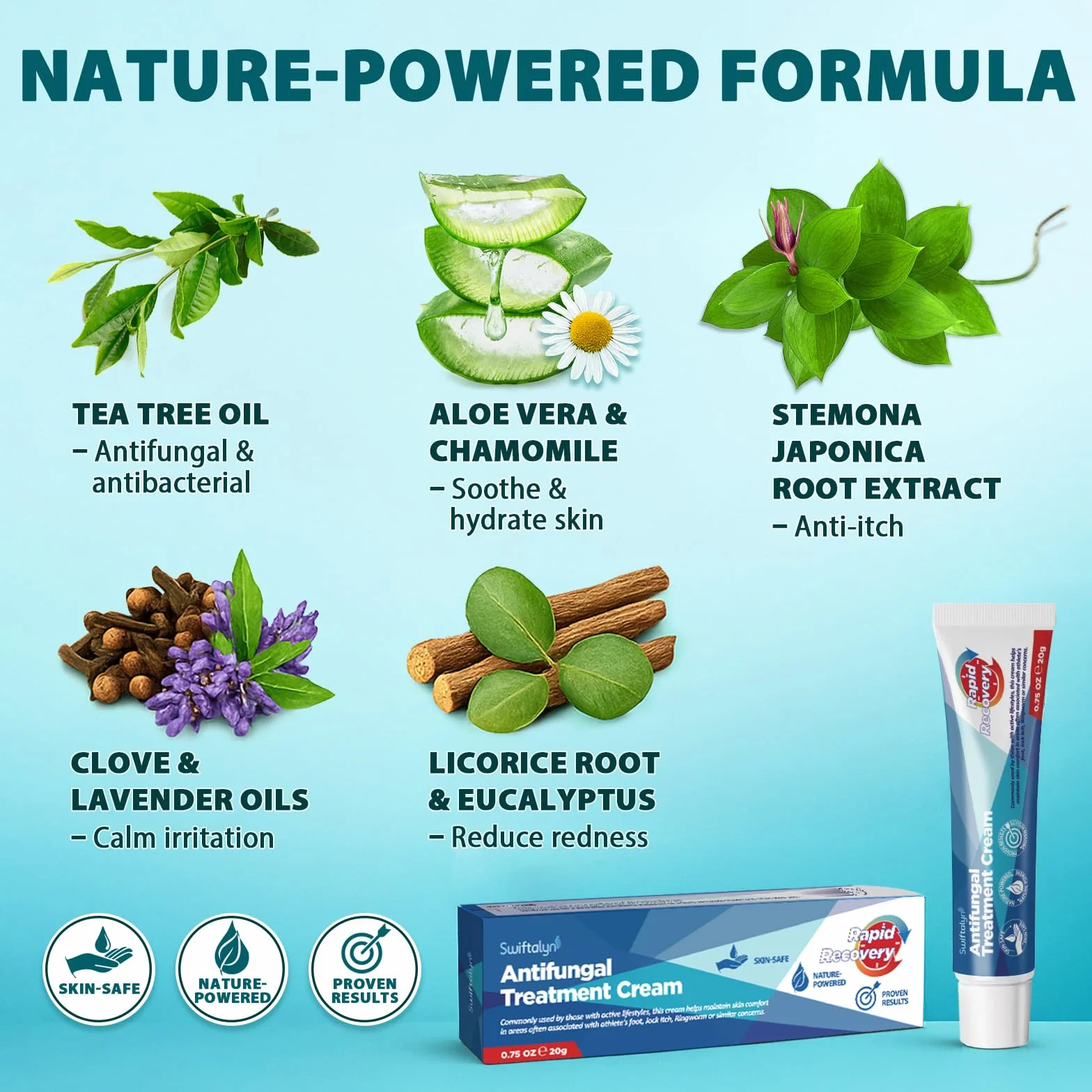 Crema antimicotica per piedi e pelle: uso quotidiano per la pelle soggetta a piede d’atleta, funghi cutanei e micosi inguinale – formula naturale per uomo e donna, 20 g