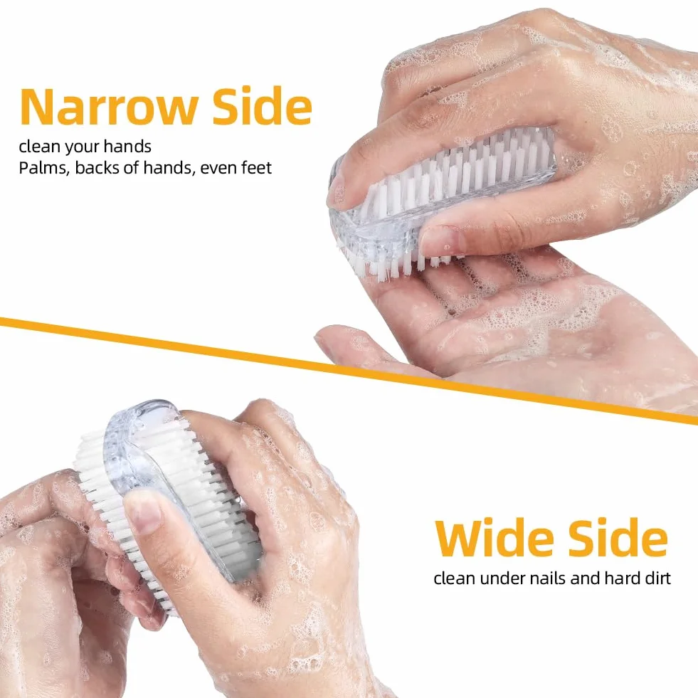 Spazzola per unghie double face, 2 PCS Spazzola Per Unghie, Spazzole per la Pulizia Plastica per Pulizia di mani Delle Unghie, Trasparente