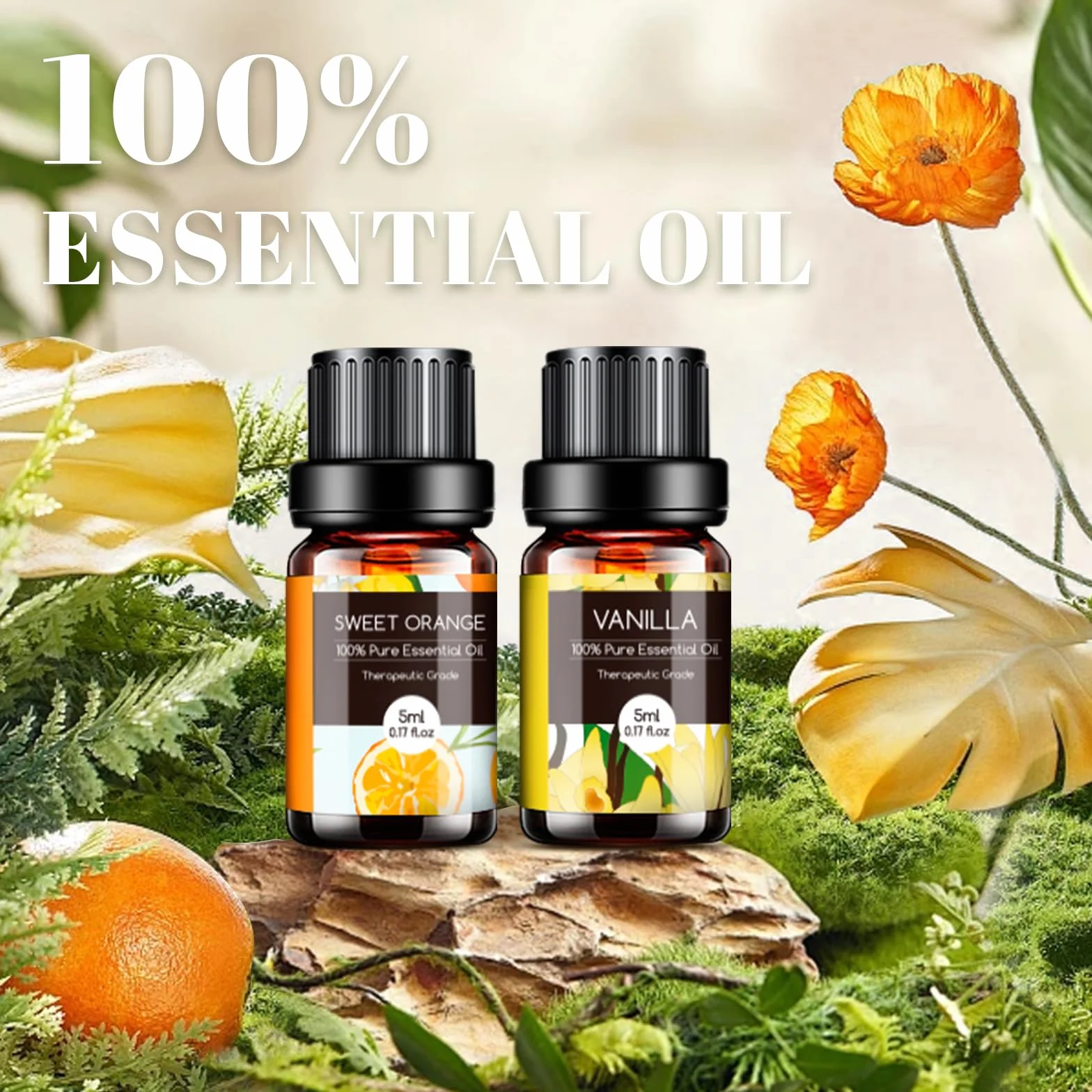 Set di Oli Essenziali per Diffusori Umidificatore 20 x 5ML, Olio Essenziale Naturali per Aromaterapia - Lavanda, Tea Tree, Citronella, Incenso