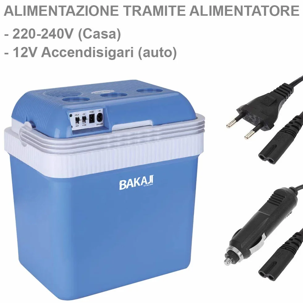 Bakaji Frigorifero Elettrico 24LT 12/220V Portatile Caldo Freddo 41x30x45 cm