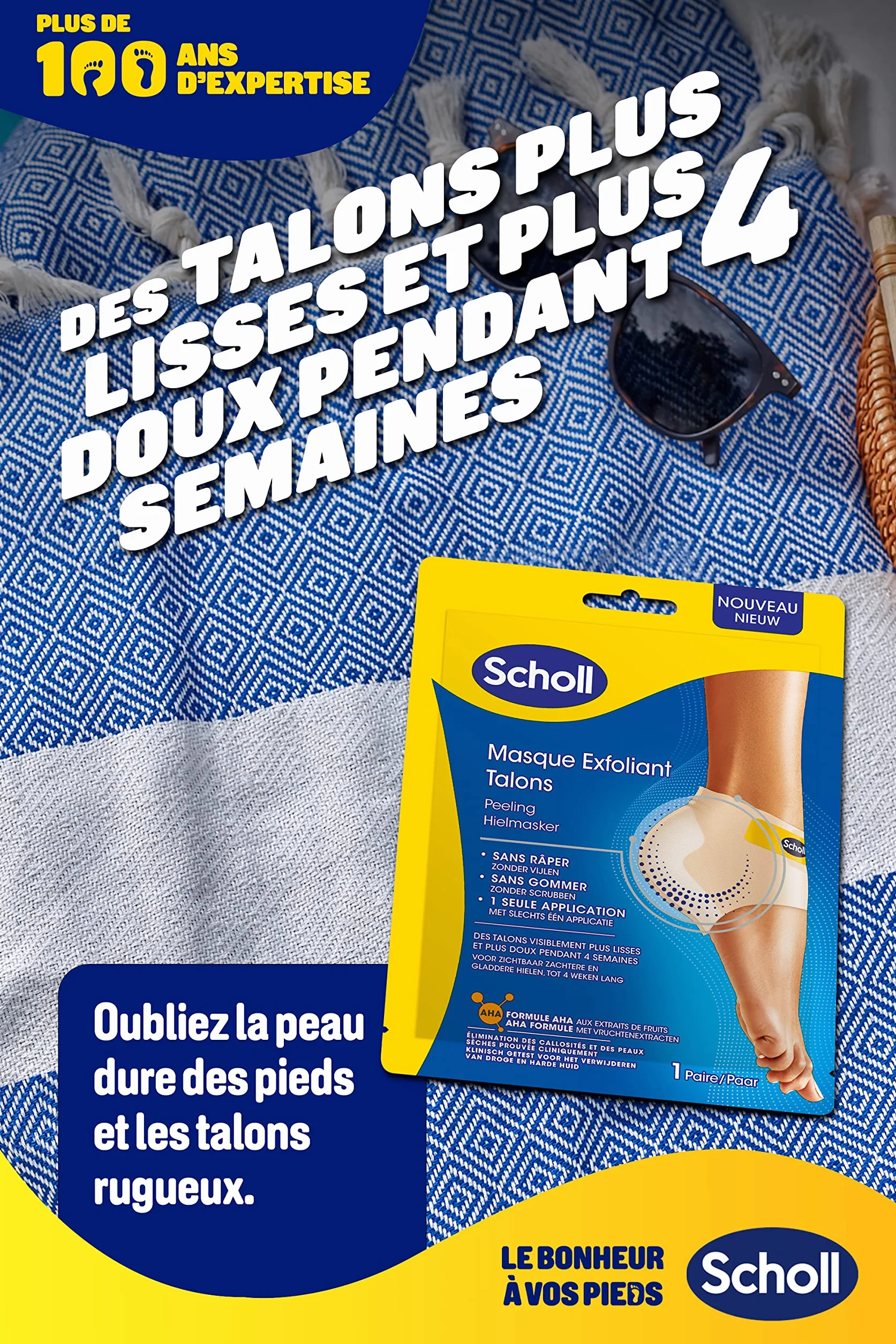 Scholl Maschera per piedi esfoliante con tacco – peeling piedi – elimina calli – cura dei piedi efficace – 2 calzini