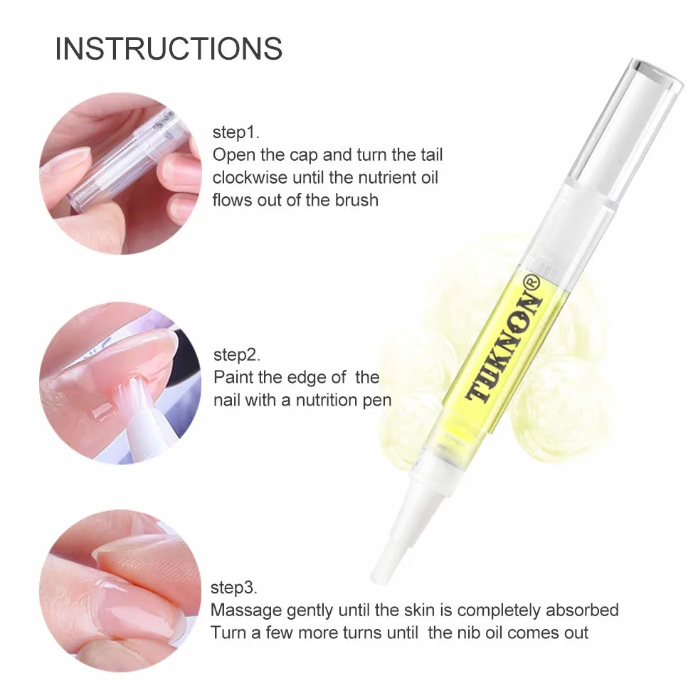 Trattamento Cuticole, Olio per cuticole, Siero trattamento unghie, Olio per cuticole penna Trattamento Olio per Cuticole Riparare la Cuticola Incrinata e Secca, 4 Pezzi