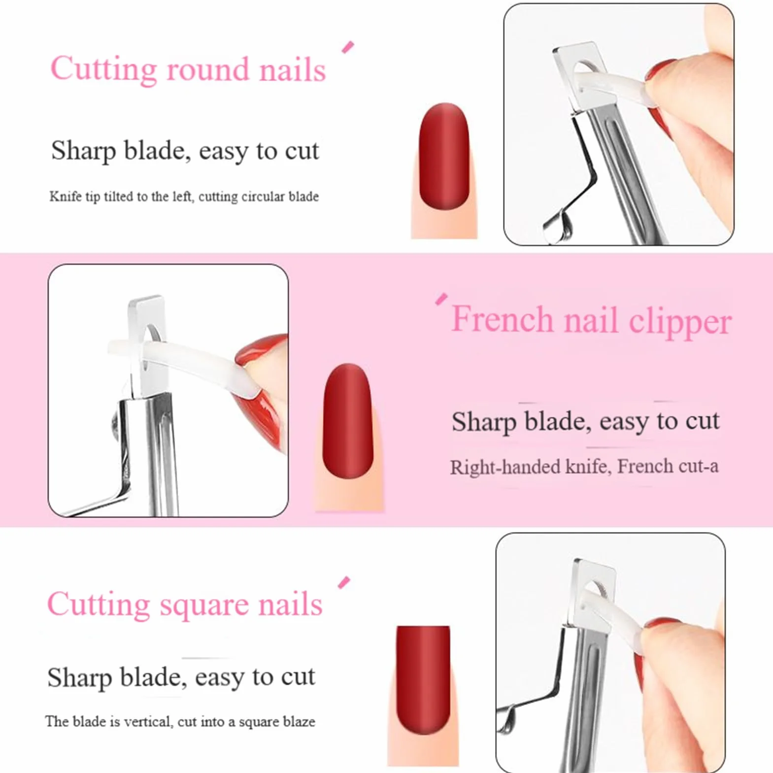 Taglierina unghie in acciaio inossidabile Clipper punta unghia U Tabelle acriliche Cutter Manicure Tool
