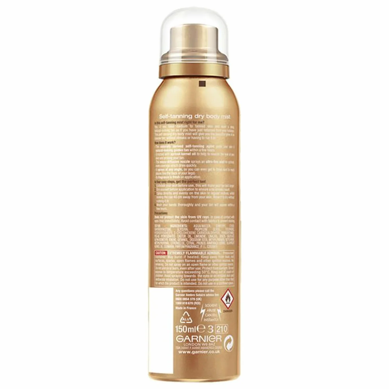 Garnier Ambre Solaire Natural Bronzer Quick Drying Dark Self Tan Body Mist 150ml