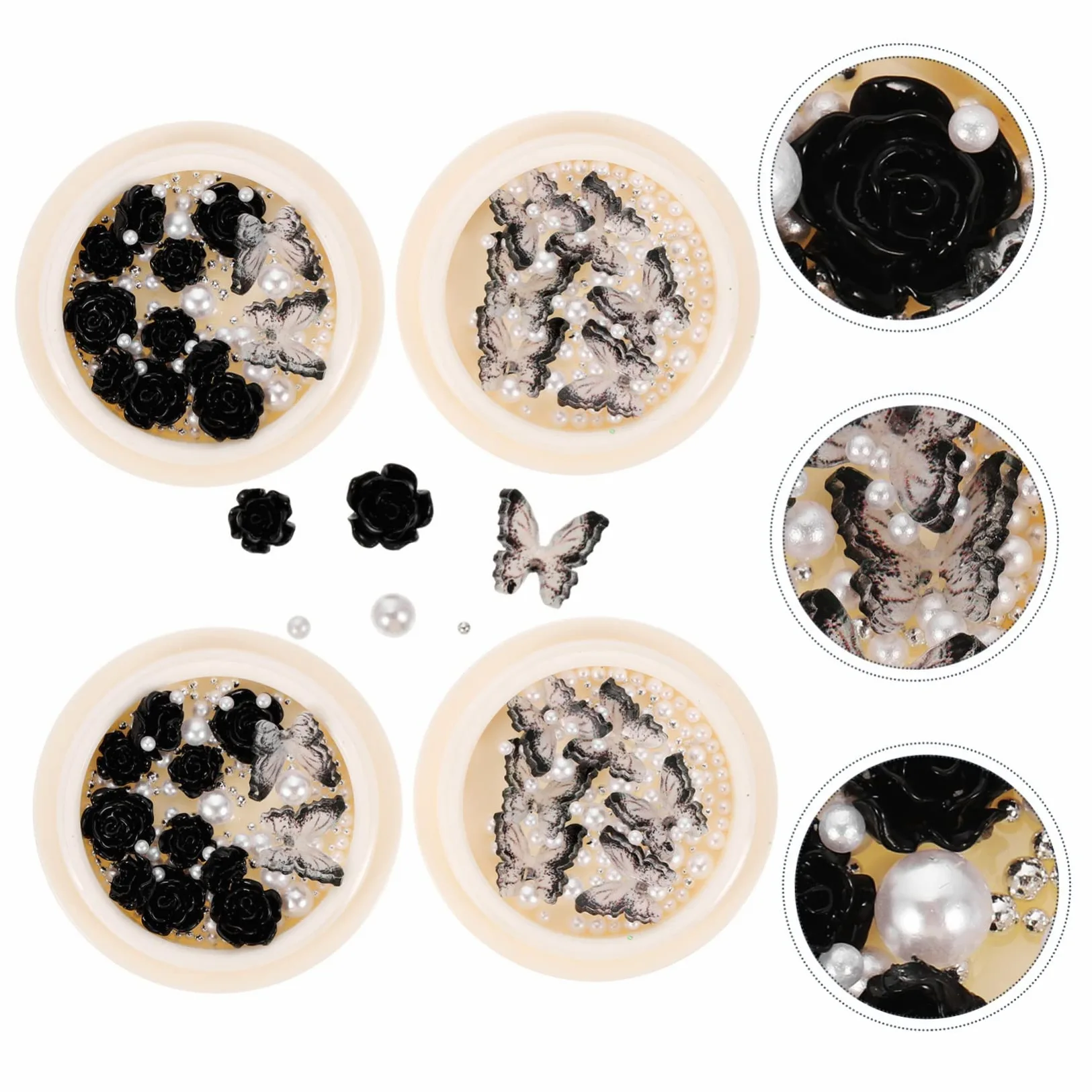 4 Set Decorazione Floreale Per Unghie Decorazioni Unghie Decorazioni Per Unghie - Accessori Per Nail Art Adesivo Perle Per Unghie Forniture Per Unghie Resina 4 Scatole*4