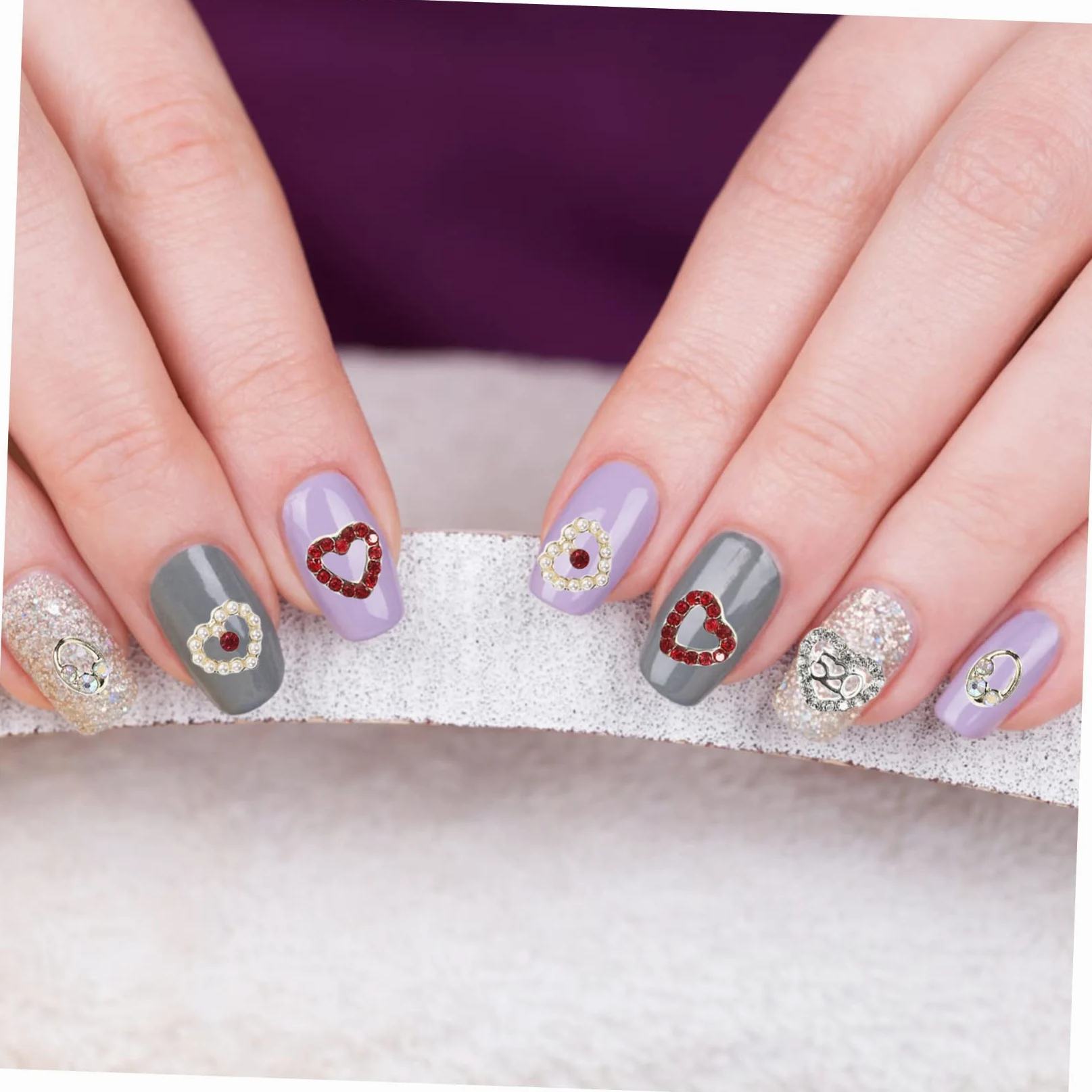 ABOOFAN 120pezzi Ciondoli Per Unghie Forma Di Cuore Decorazioni Per Nail Art Strass Per Feste e Regali Di