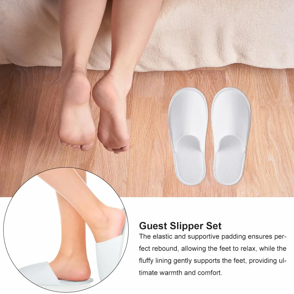 KARELLS Pantofole Usa e Getta Antiscivolo,2 Paia Pantofola SPA Pantofole Hotel Monouso,Pantofole Casa Confortevoli,con 1 Asciugamani Compressi,Comfort Chiuse,Ideali per Hotel, Spa e Centri Benessere