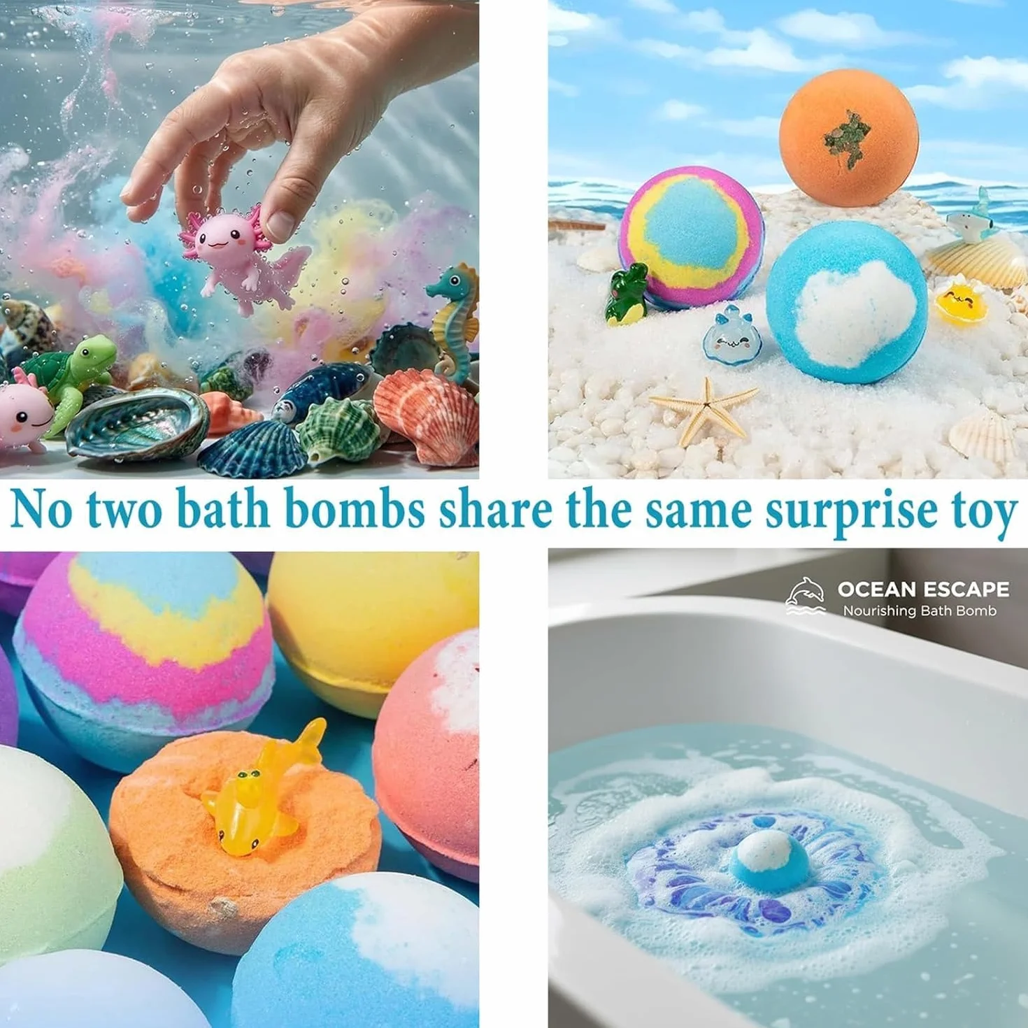 STOAT Bombe da Bagno Bambini con Sorpresa, 12Pz Scatola Regalo con Giocattoli, Naturali Bio, Schiuma Bagno Delicata per Ragazzi