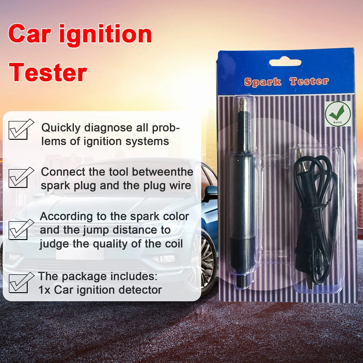 Tester candela auto Sistema di accensione Rilevatore diagnostico bobina Strumento riparazione