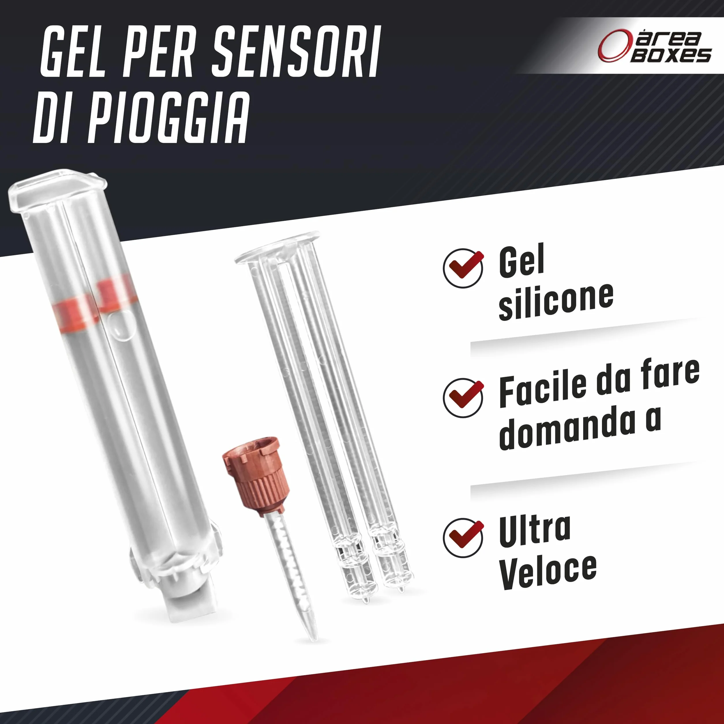 Gel adesivo per sensore pioggia parabrezza auto, silicone trasparente bicomponente presa rapida
