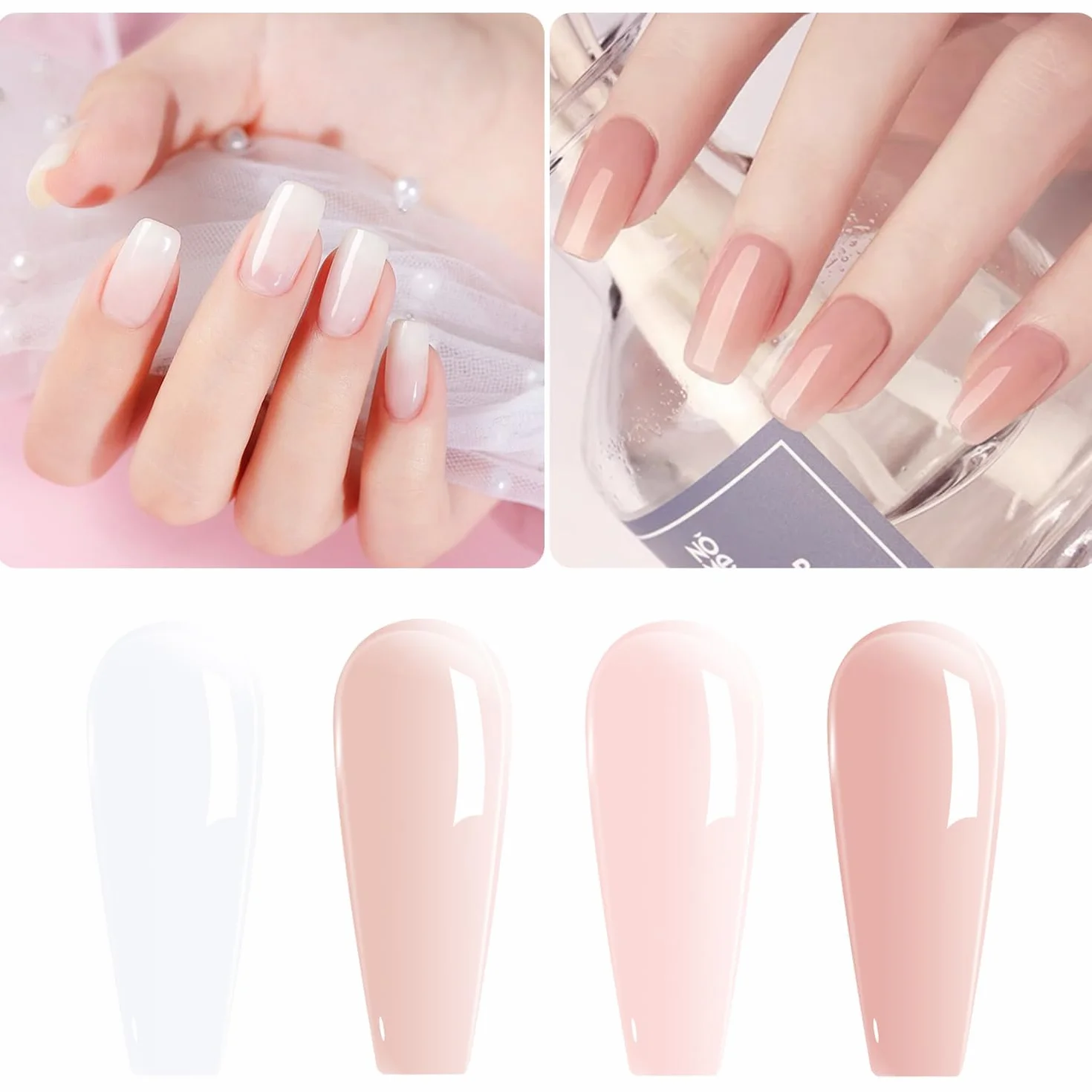 Vishine smalto gel semipermanente 4 colori trasparente bianco latte rosa naturale cristallo UV LED 8 ml