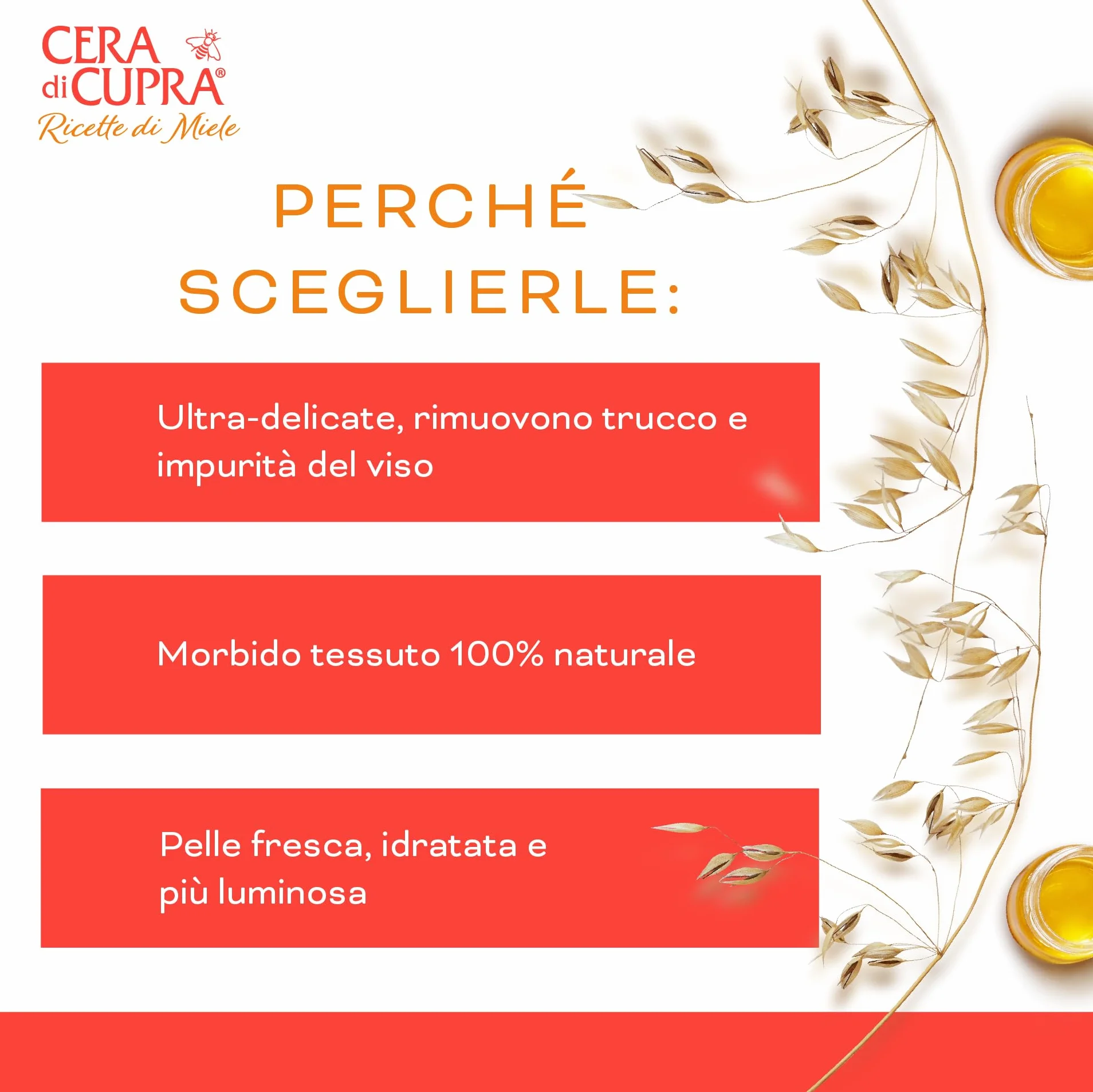 Cera di Cupra Salviette Struccanti 100% Naturale Biodegradabili Made in Italy 20 Pezzi