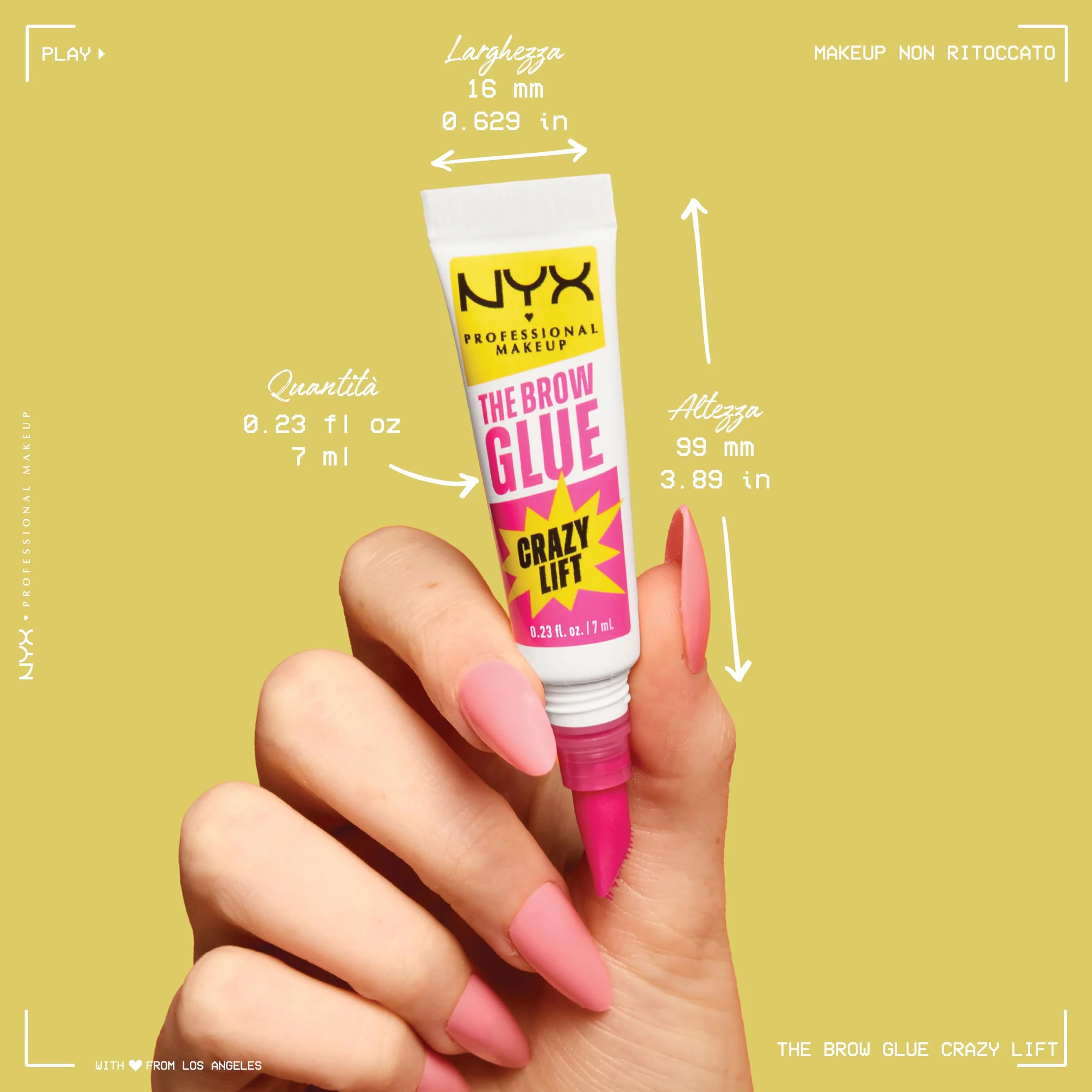 NYX Professional Makeup The Brow Glue Crazy Lift Gel Sopracciglia, Effetto Laminazione, 7 ml