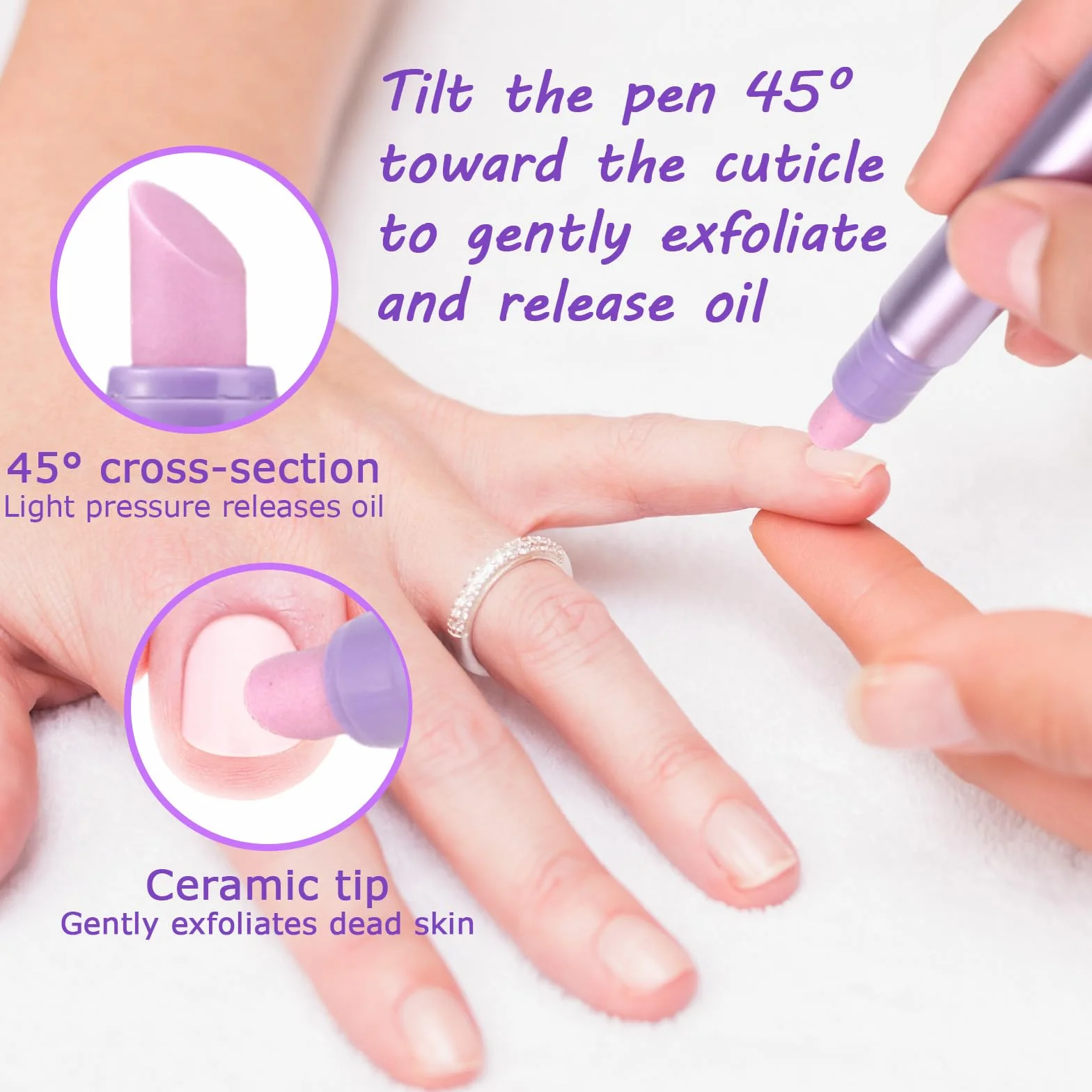 3 in 1 Penna Olio per Cuticole, Penna Rimuovere Cuticole Unghie con Ceramica Punta Idratanti Rinforzanti Illuminanti Olio Applicatori per Riparare Unghie Secche Screpolate