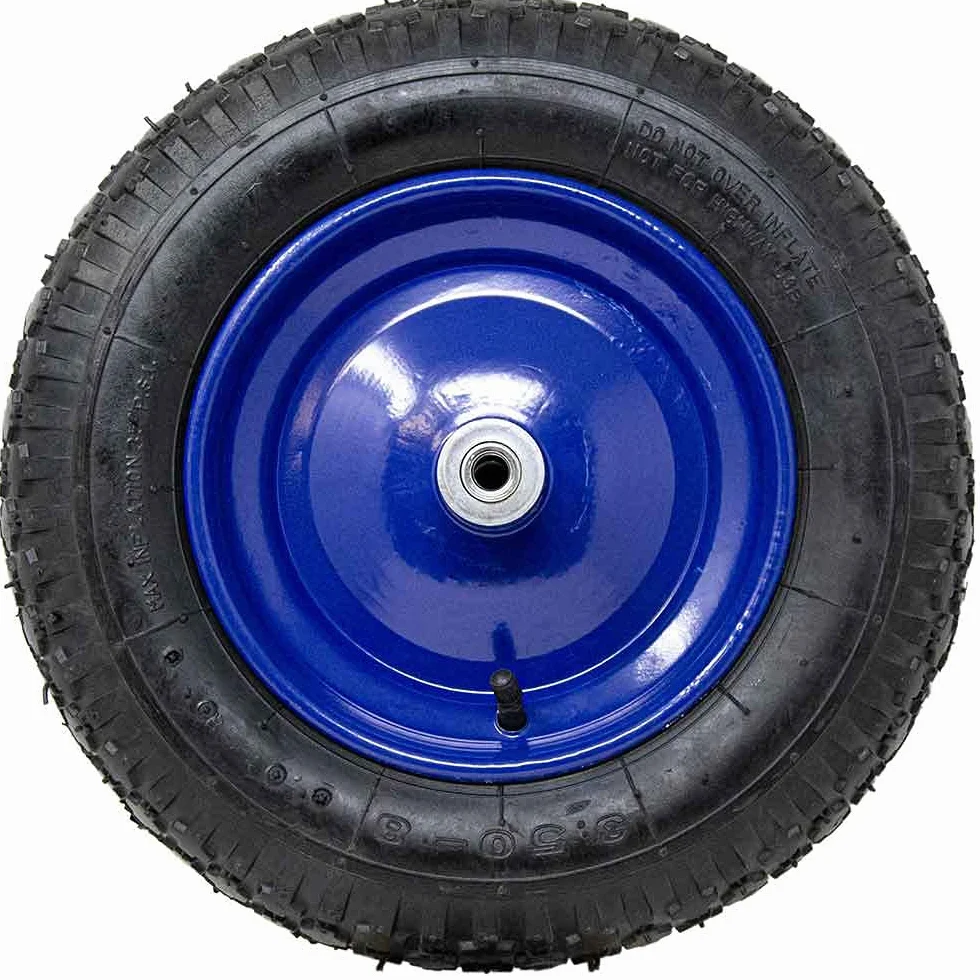 Ruota Pneumatica per Carriola 3.50-8 Gomma 4 Strati Cerchio Acciaio Asse 170mm