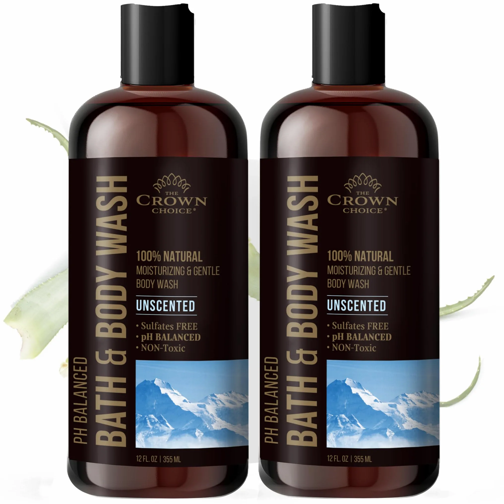 The Crown Choice - Bagnoschiuma naturale per donne, uomini e bambini - Bagnoschiuma senza profumo - 340 ml pH 5,5 - Miglior equilibrio del pH - Liq