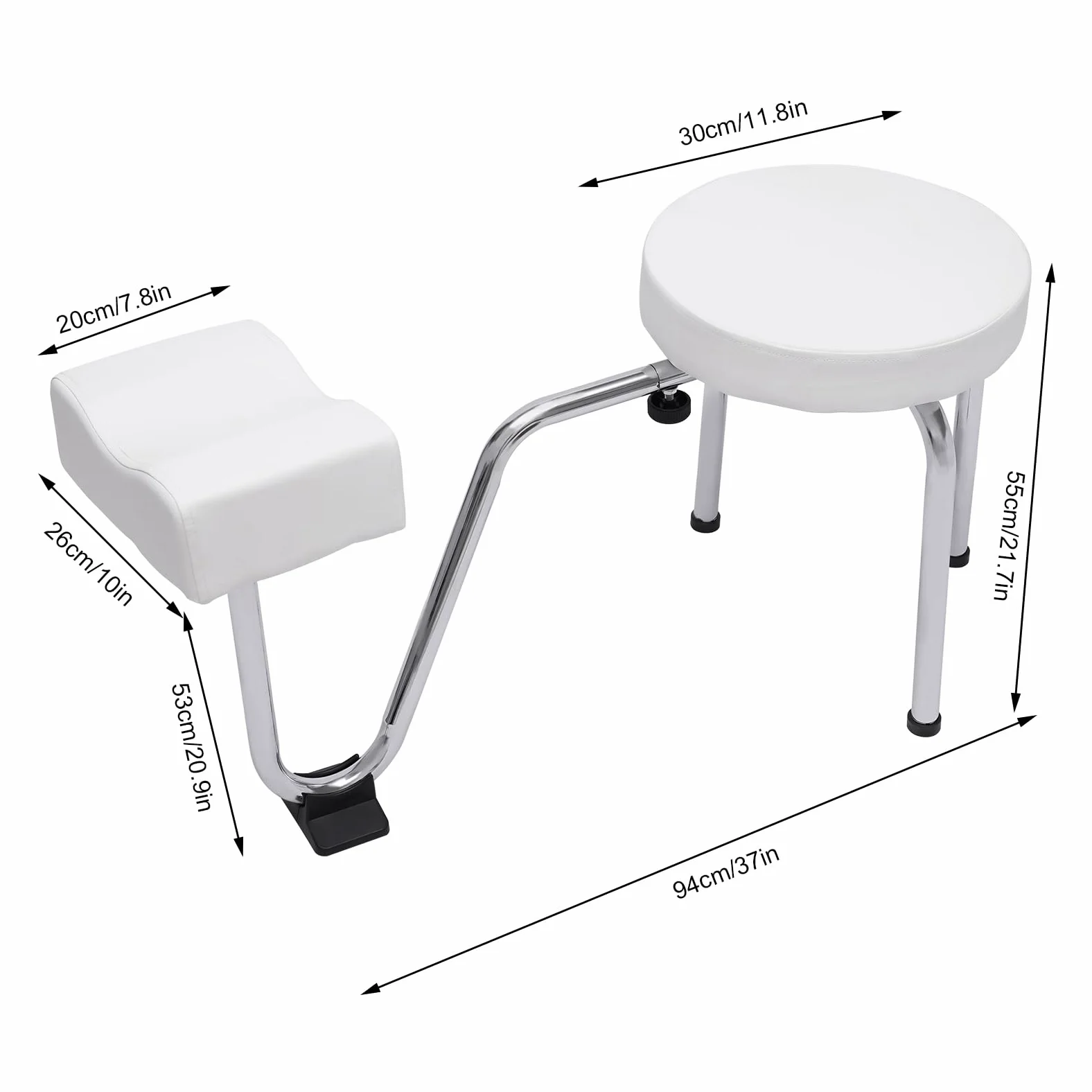 Sgabello per pedicure monopezzo, poggiapiedi regolabile per manicure, per salone di bellezza, per salone di bellezza e spa, colore: bianco