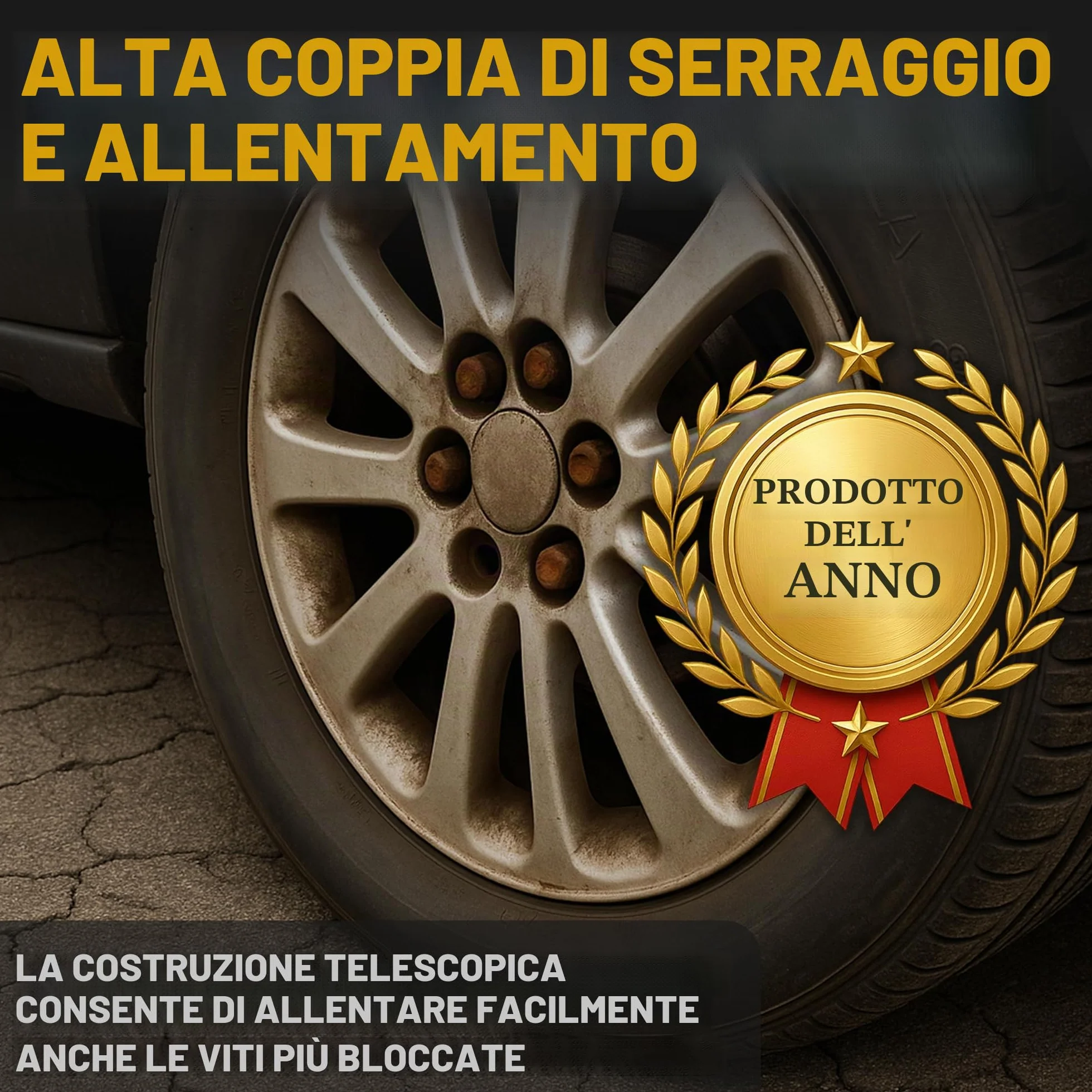 Retoo Chiave per Ruote Auto 17/19mm 21/23mm Regolabile 350-500mm 1/2" Acciaio Cromato