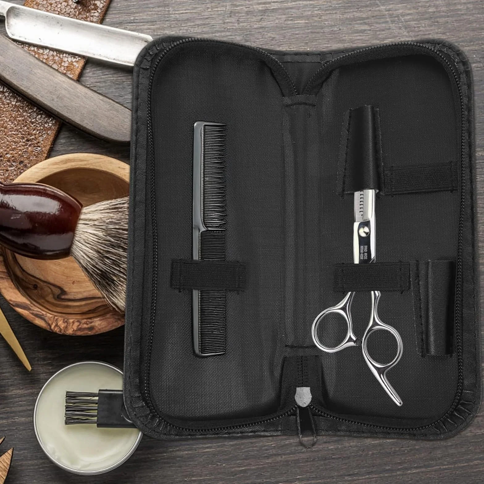 Borsa per Forbici da Barbiere, Borsa da Parrucchiere Borsa Professionale in Pelle con Cerniera Forbici da Parrucchiere Fondina per Attrezzi Borsa per Attrezzi da Barbiere Nera