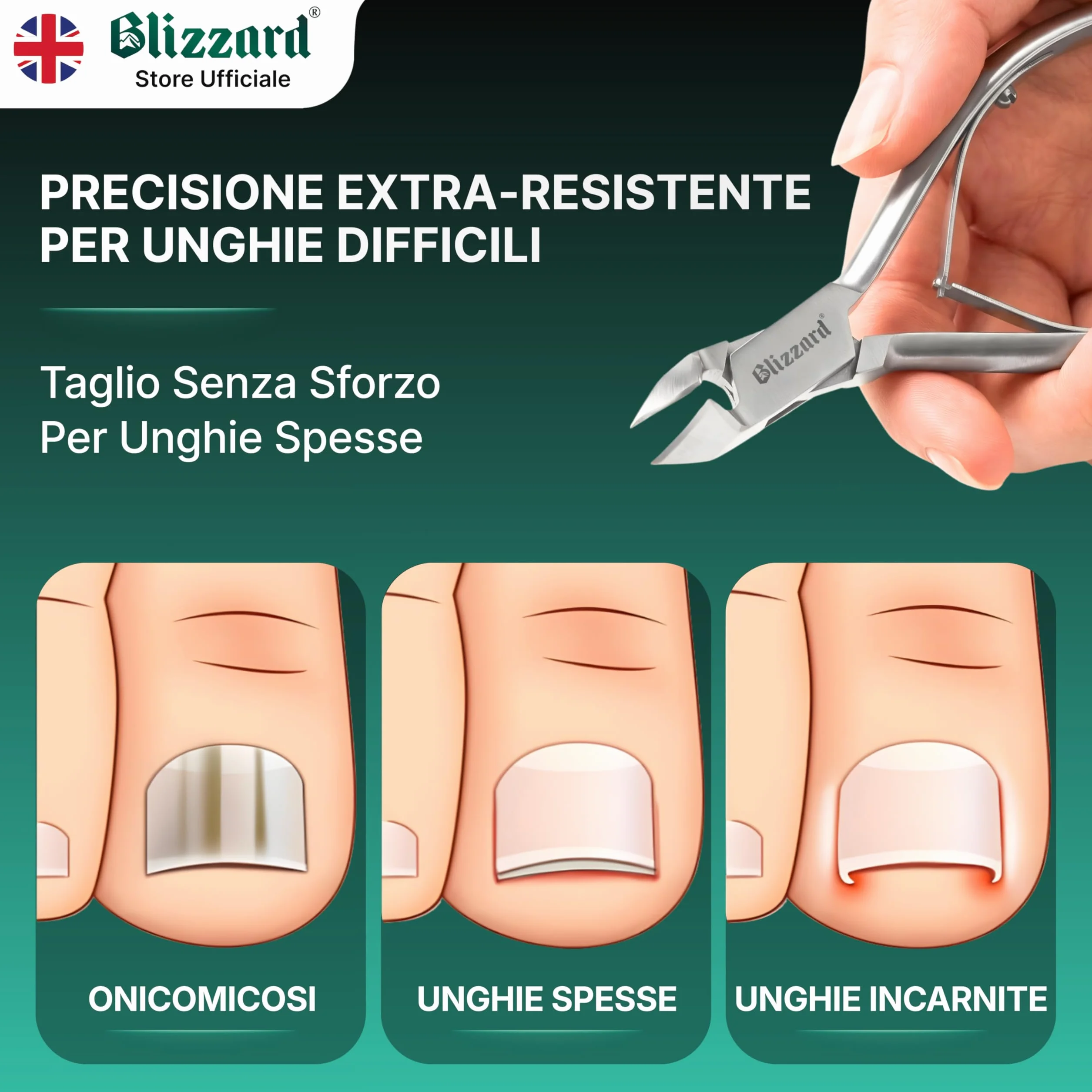 Blizzard Tronchesino Unghie Piedi Professionale in Acciaio Inox 14 cm Taglio Obliquo Luna