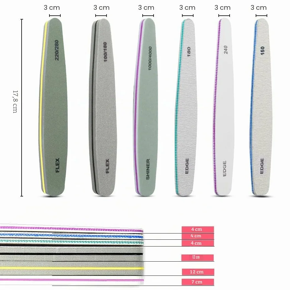 Lime unghie professionali multifunzione Lima Unghie a doppia faccia 100 * 180 * 300 * 600 * 1000 * 3000 * 6000 grit Manicure Buffer Double sided per Unghie in Cristallo Naturale Acrilico 6 pezzi