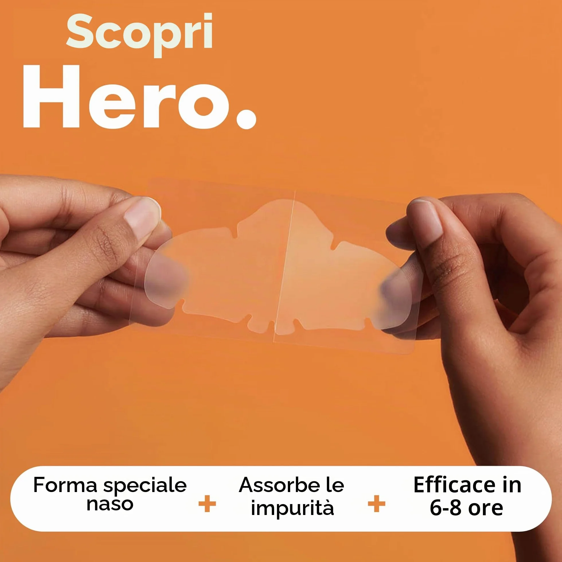Hero Mighty Patch Nose: Cerotto anti-acne all'idrocolloide che assorbe le impurità dai pori e dai brufoli sul naso in 6 ore, confezione da 10 cerotti.