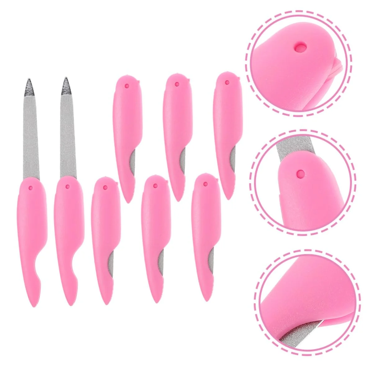Set di 8 Lime Unghie Pieghevoli in Metallo Rosa per Manicure e Cura Unghie, Design Elegante in Abs, Adatte per Uso Domestico e Saloni di Bellezza
