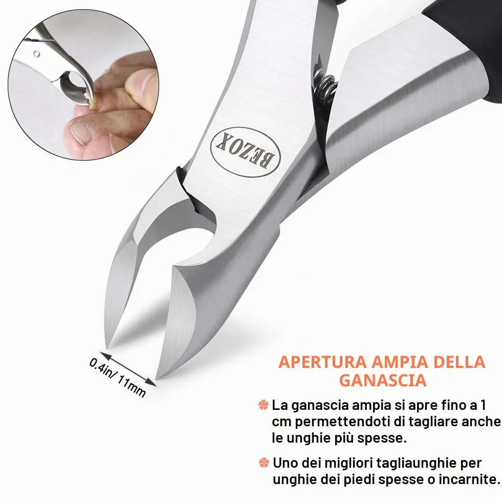 BEZOX Tronchesino Tagliaunghie di Precisione per Piedi Unghie Spesse Incarnite con Custodia
